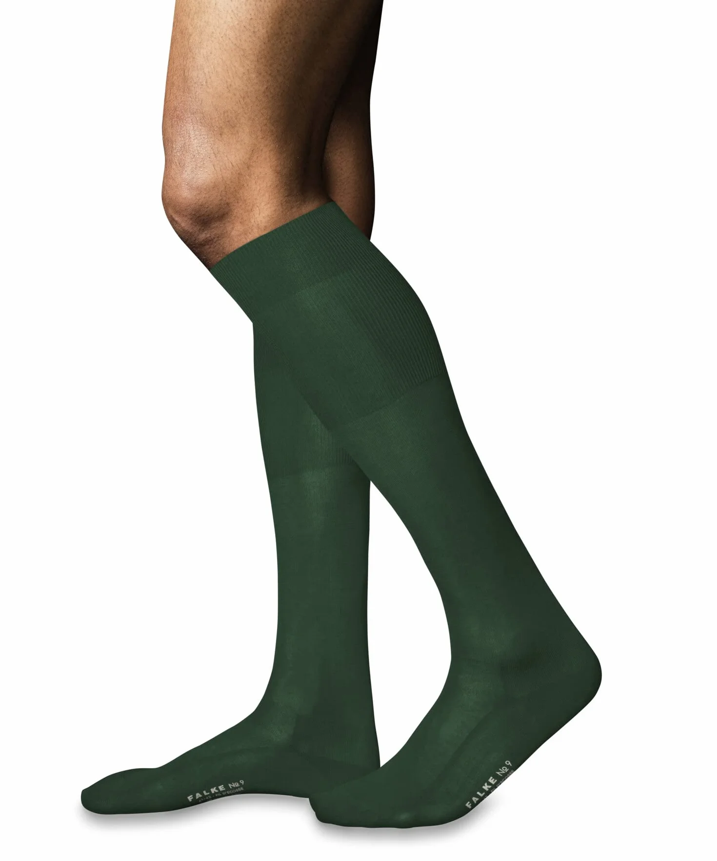 FALKE Mężczyźni Podkolanówki No. 9 M Kh Bawełna długie jednokolorowe 1 Para, Zielony Hunter Green 7441, 39-40