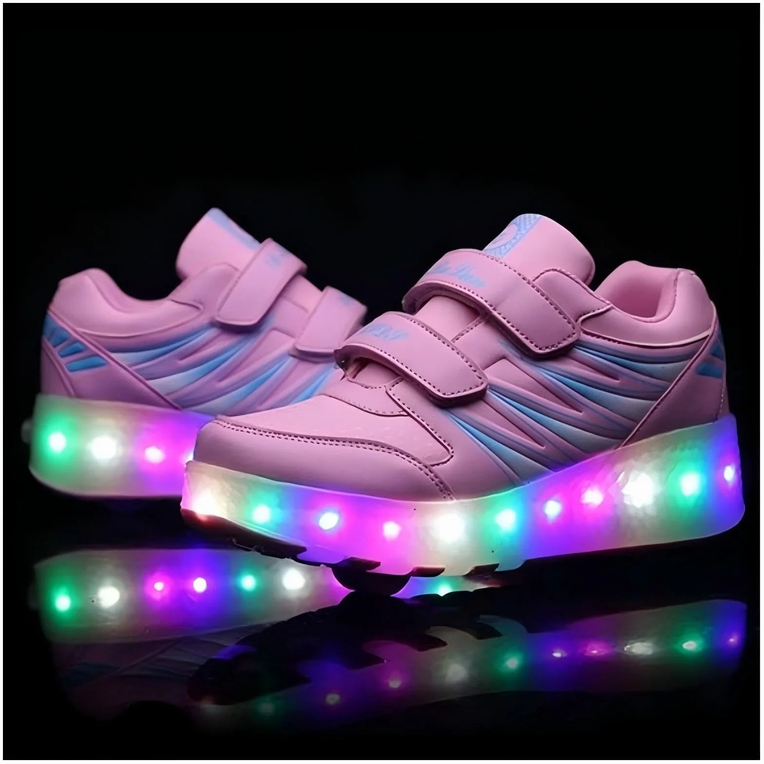 Sneakersy dziecięce z kółkami podświetlane LED USB podwójne koło outdoor