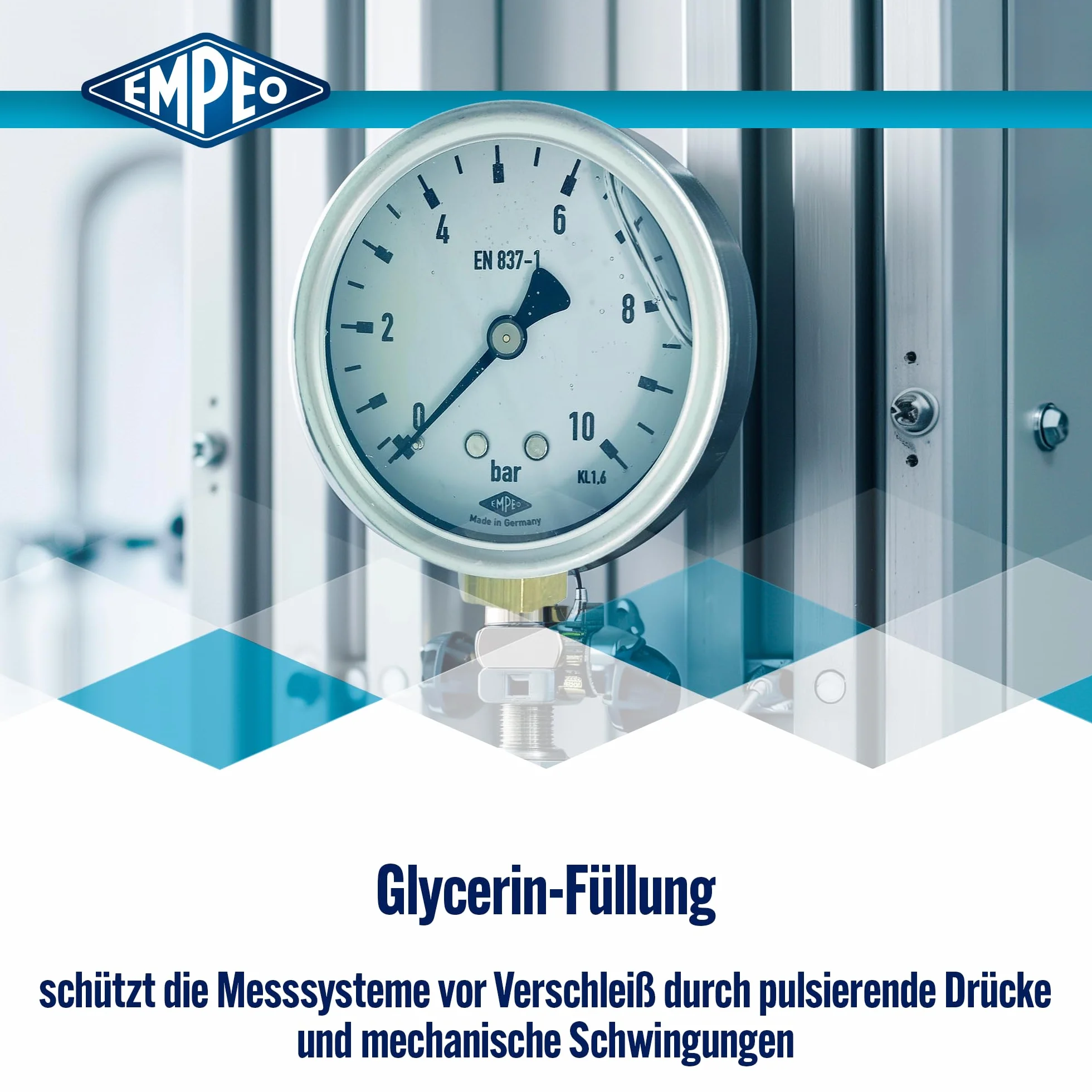 Manometr, NG63, 0-1bar, G1/4" wypełniony gliceryną