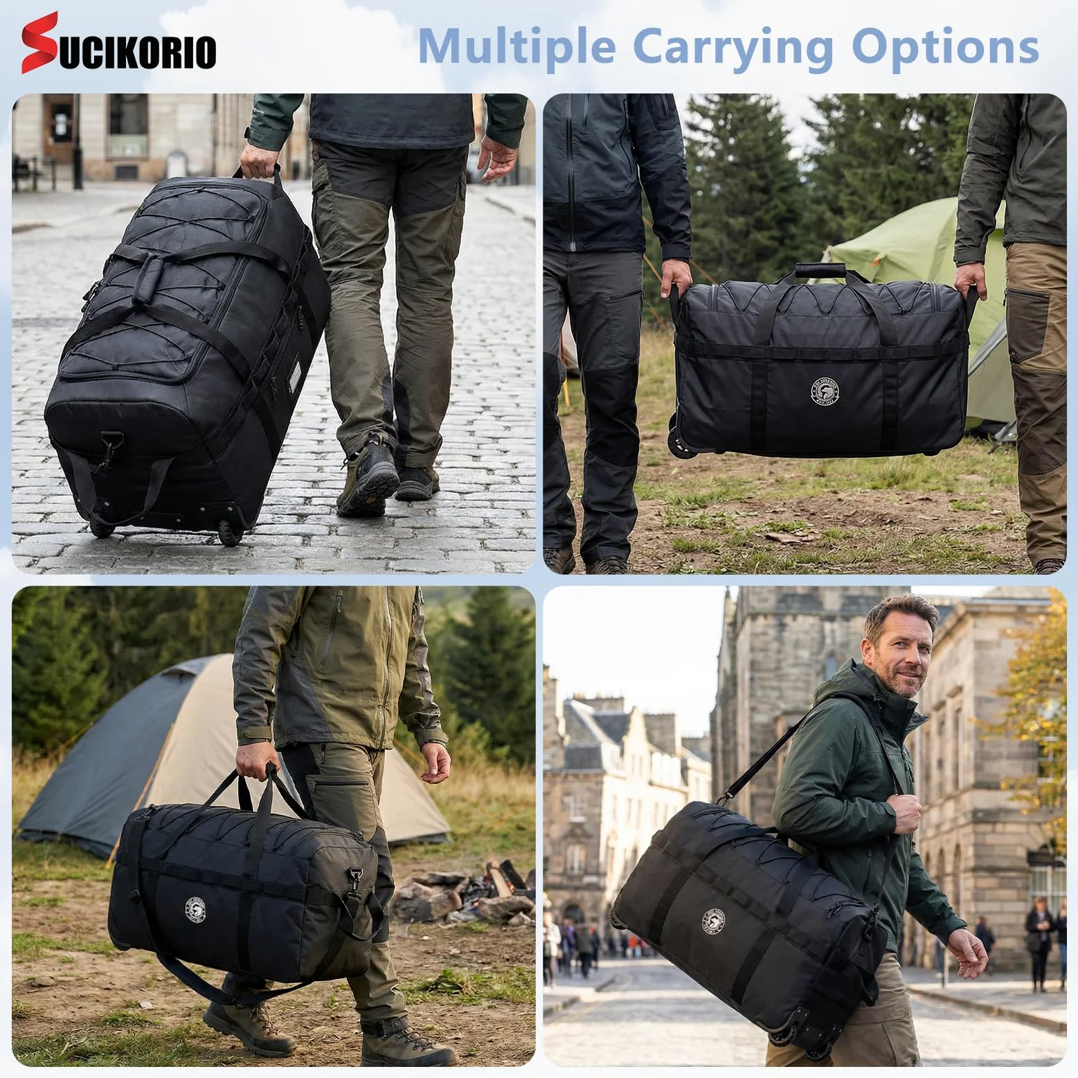 Torba Podróżna na Kółkach Duża 100L Składana Torba Podręczna z Zamkiem Szyfrowym 3-cyfrowym 70x35x40cm Wodoodporna 2 Rolls XL Walizka Weekendowa z Uchwytami Do Przenoszenia Dla Unisex