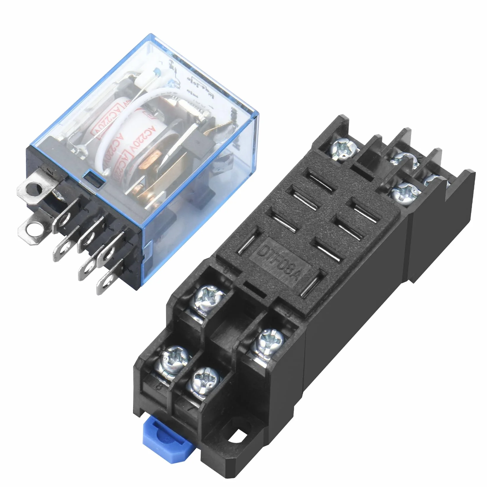 Heschen Przekaźnik uniwersalny LY2NJ, cewka 220 VAC, 10 A 24 VDC/220 VAC, DPDT, wyświetlacz LED, z podstawą cokołu