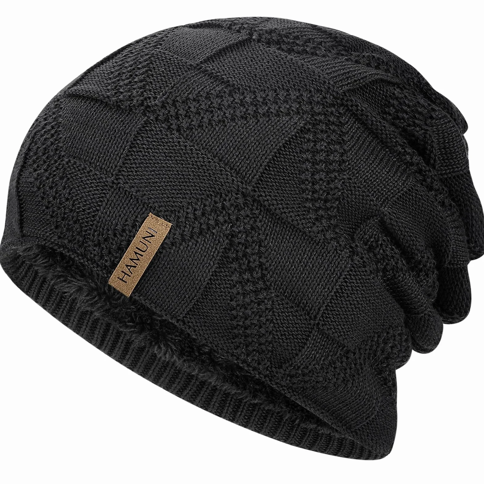 HAMUNI Czapka damska, przewiewna dzianinowa czapka męska, czapka typu beanie z miękką podszewką polarową, unisex, czapka zimowa, klasyczna, na jesień, zimę i wiosnę