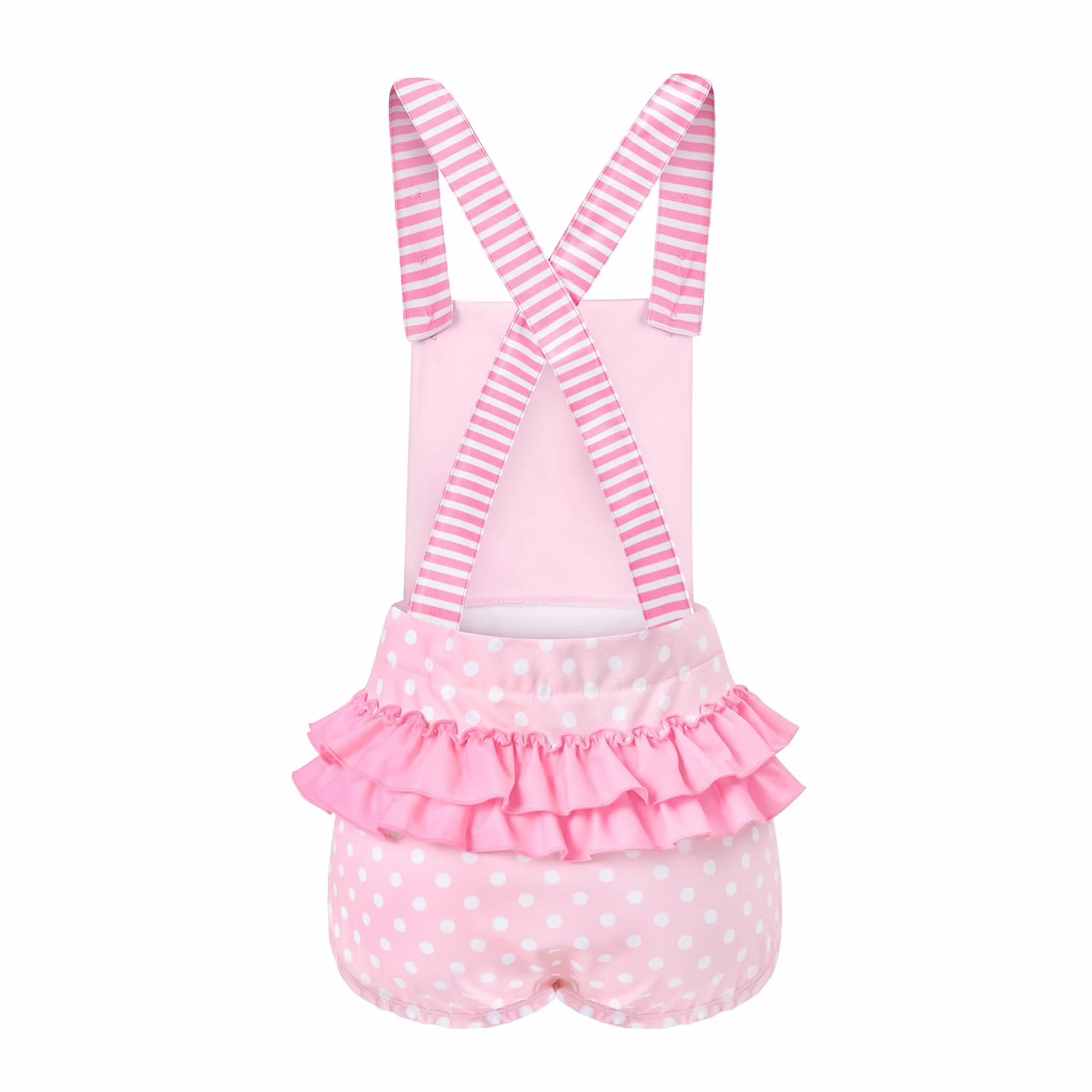 LittleForBig Krótkie ogrodniczki Overalls Shortalls - Blushing Baby Falbanki