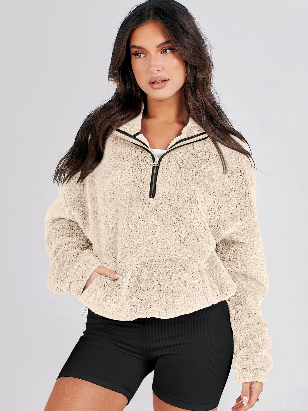 Damskie rozpinane bluzy oversize przycięte bluzy z kapturem na co dzień sweter z polaru topy 2024 moda jesienna