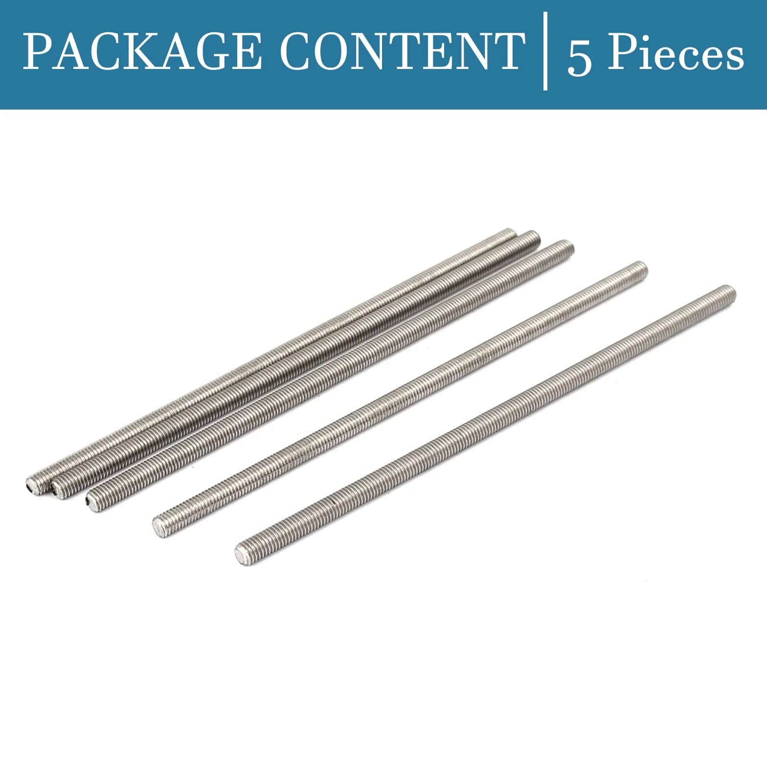 QUARKZMAN M5 x 140mm 0,8mm Krok W pełni gwintowany Pręty x 5szt 304 Stal nierdzewna Mężczyzna gwintowany Pręt do śrub i zacisków i wieszaków oraz U śruby,[Srebrny]