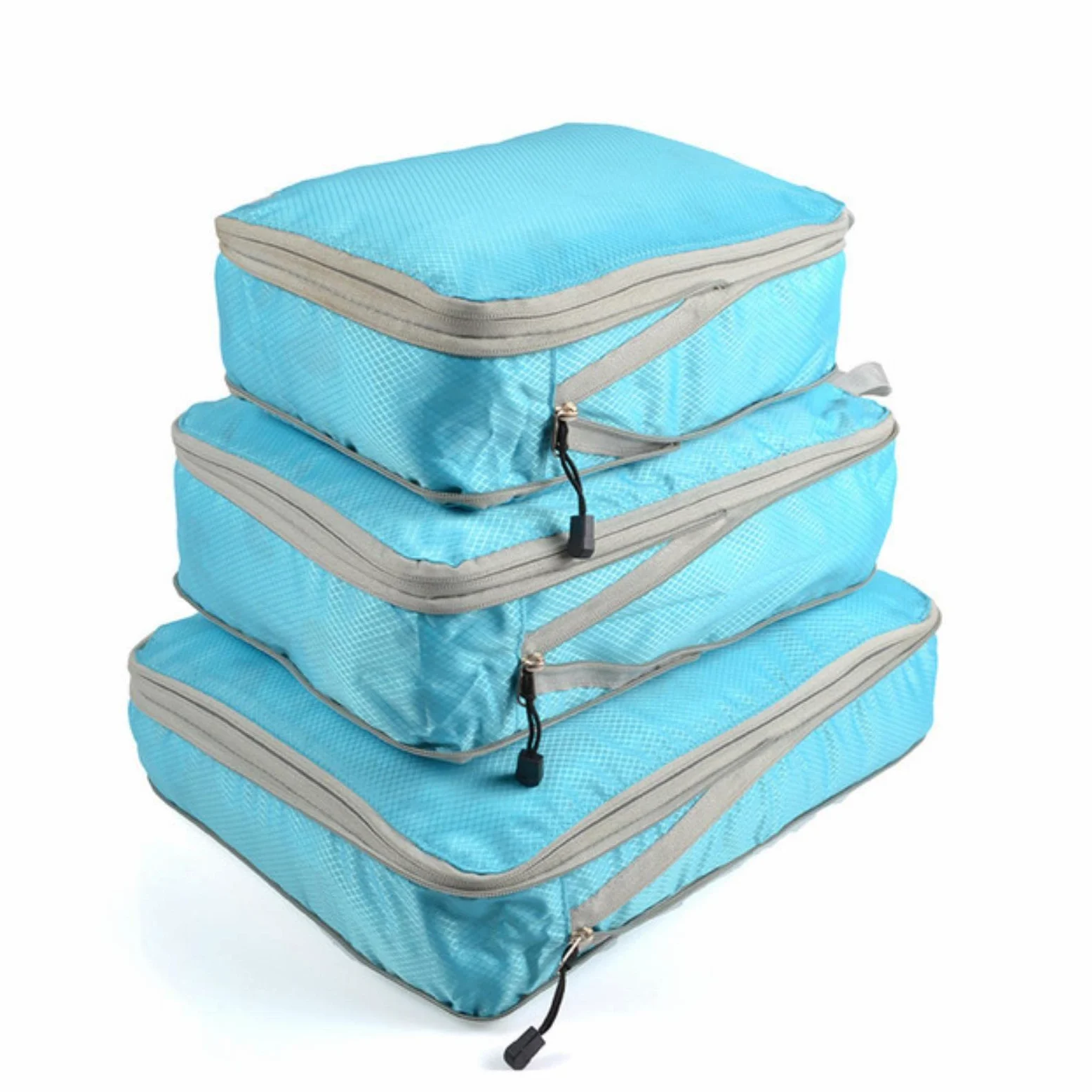 szt. Kostki do pakowania Składana wodoodporna torba podróżna do przechowywania Walizka Nylon Przenośna z torebką Organizator bagażu - duży 40X30CM Tylko 1, czarny (niebieski zestaw 3 szt.)
