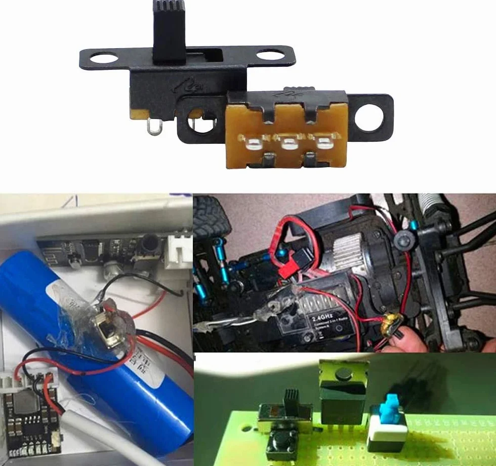 HUAYAO 180 sztuk mini przełączników suwakowych 3-pinowych 2 pozycje 0,5 A 50 V DC, SPDT