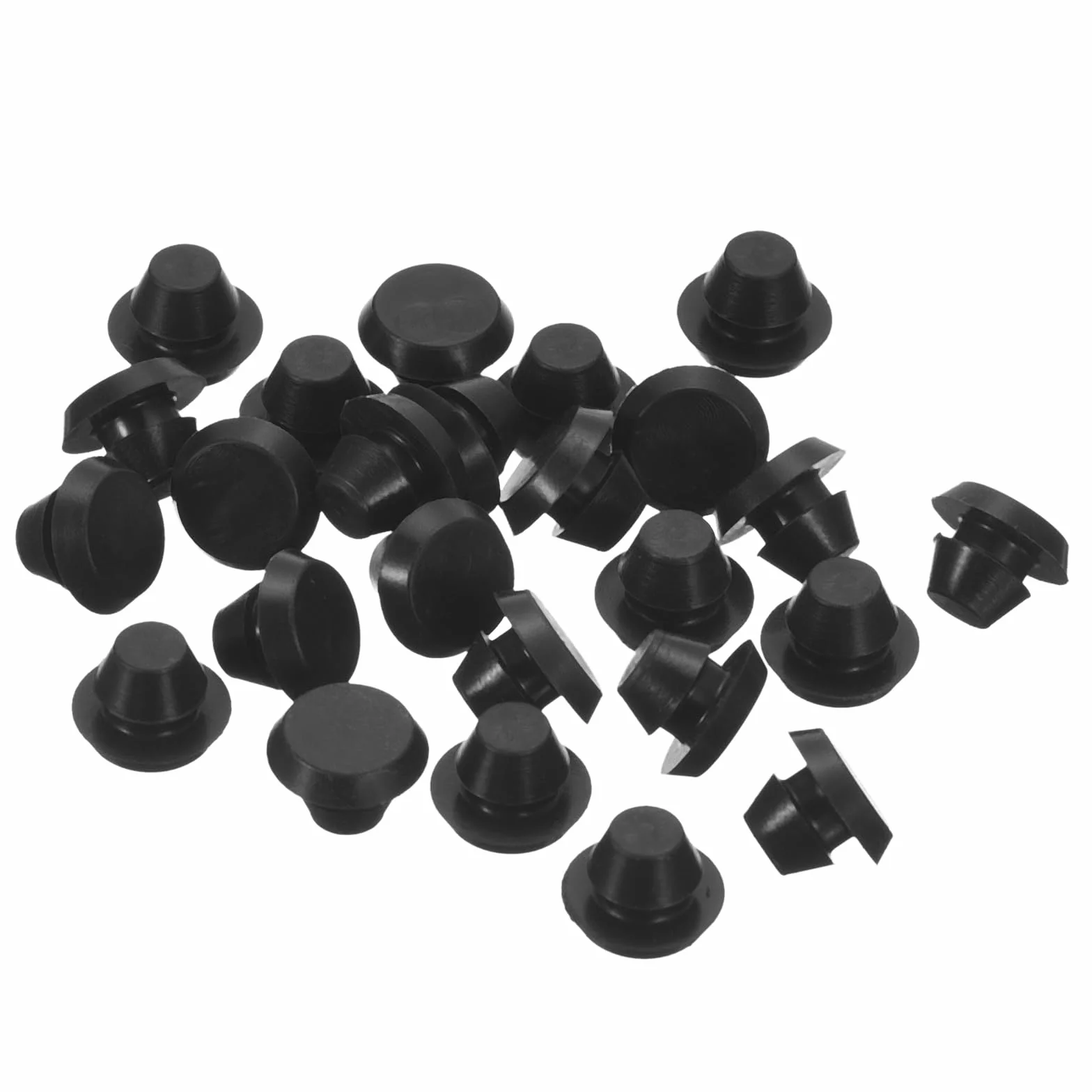 QUARKZMAN 25 sztuk zatyczek silikonowych, okrągłe, gumowe zatyczki do zatrzasków w otworach 5-5,5 mm, wodoszczelne zatyczki do metalowych rur, zaślepki do mebli, czarne wstawki