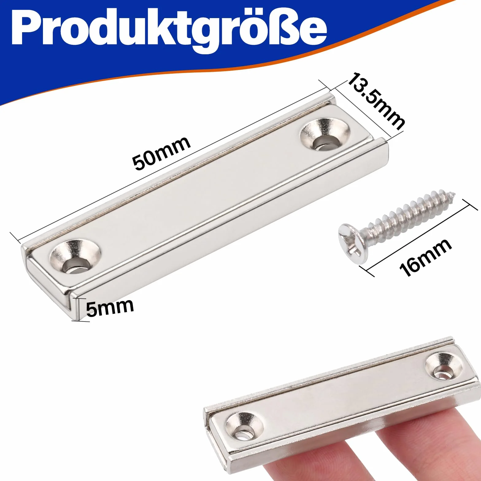 50 x 13,5 x 5 mm Prostokątne magnesy neodymowe, mocne magnesy z otworem, 5 sztuk ekstra mocnych magnesów neodymowych z otworem, mocne magnety z otworem do śrub do przykręcania, magnesy garnkowe