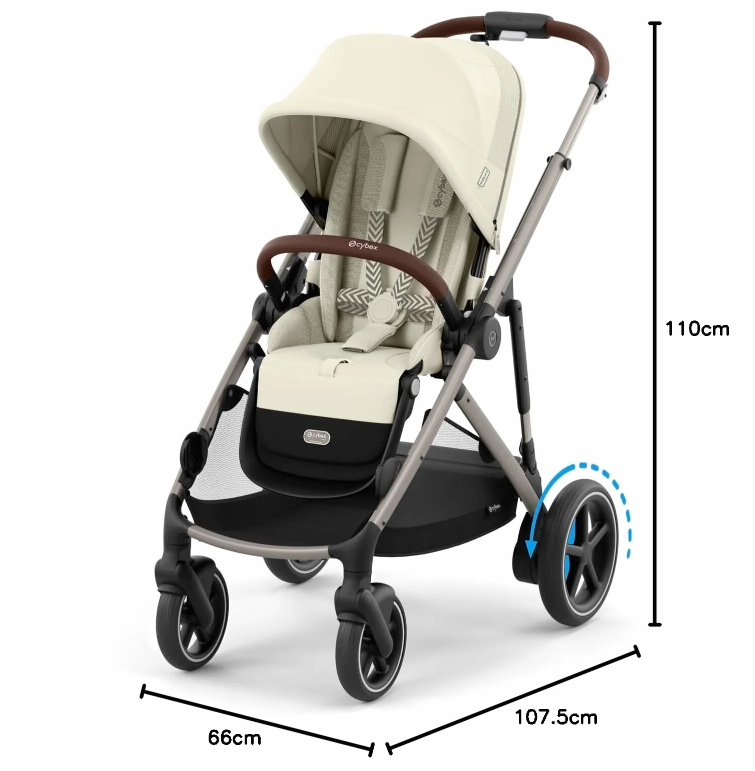 CYBEX Gold wózek e-GAZELLE S, od urodzenia do ok. 4 lat, max. 22 kg (tryb pojedynczy) / 2x 22 kg (tryb duo), system all-in-1 z napędem elektrycznym i konfiguracjami 20+, Seashell Beige