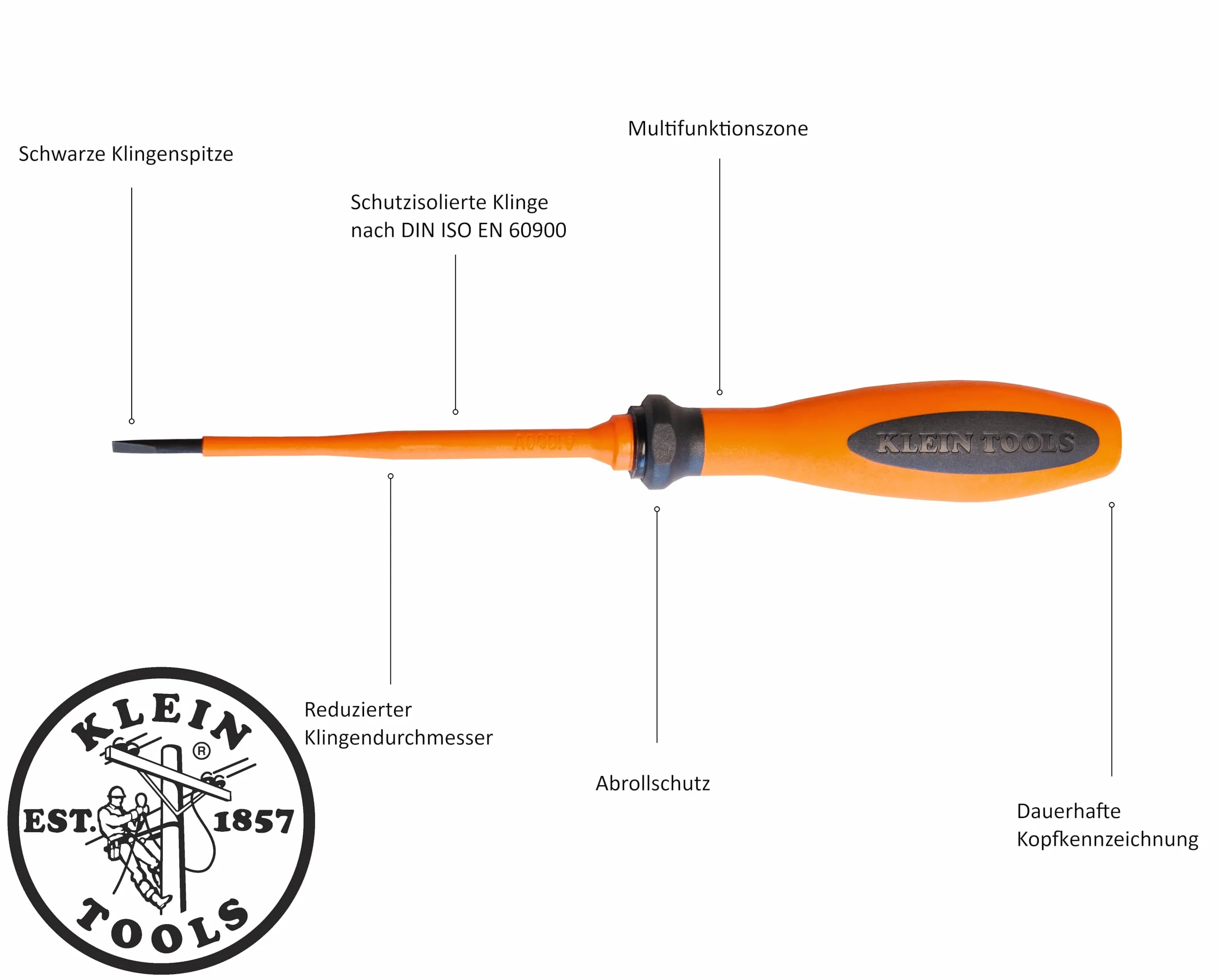 KLEIN TOOLS Śrubokręt izolowany 4,0 x 100 mm szczelinowy VDE