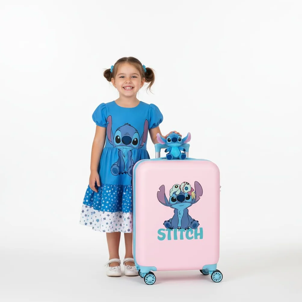 Joumma Disney Stitch różowa walizka kabinowa 38x55x20 cm sztywny ABS 35 l bagaż podręczny