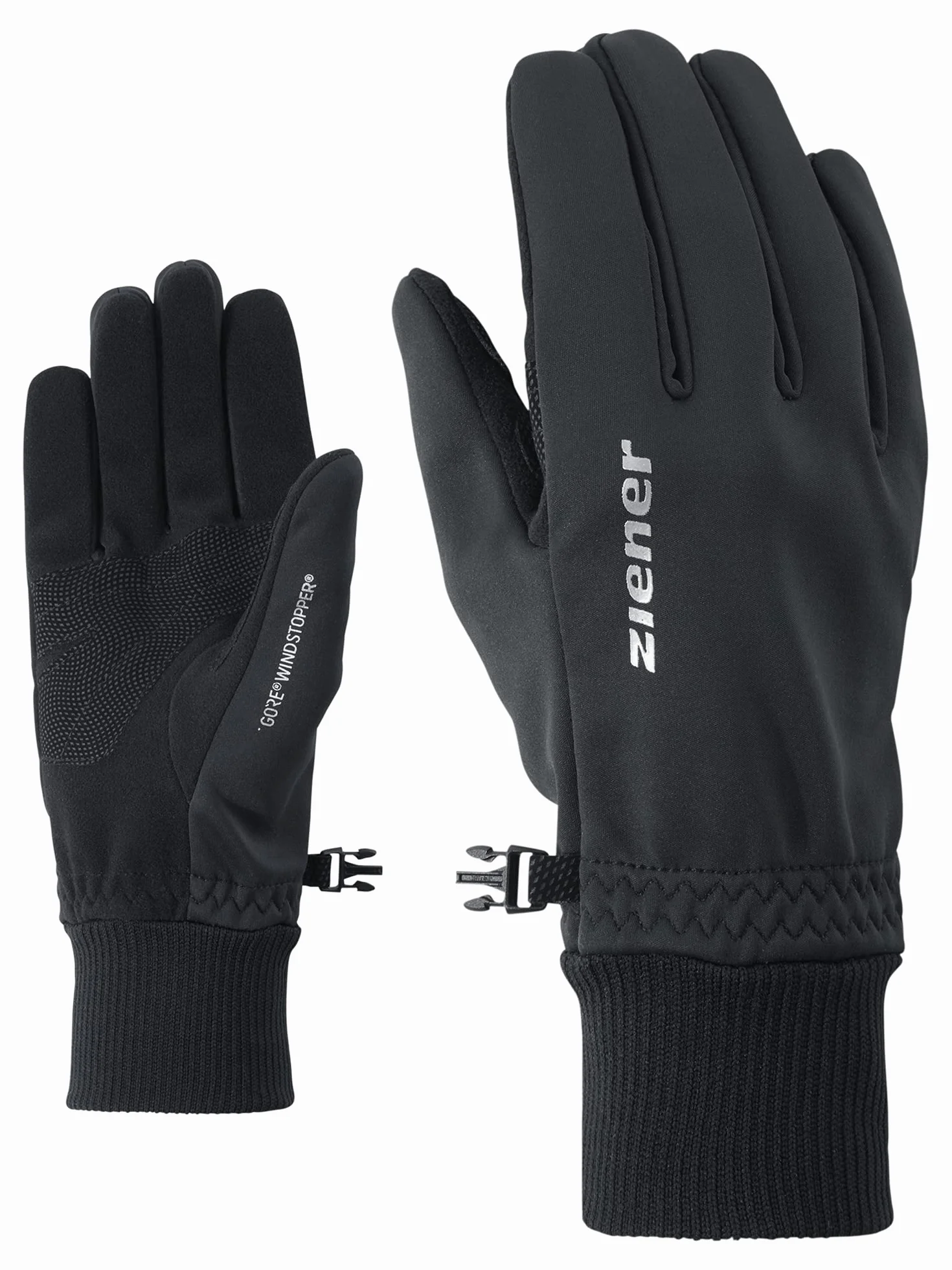 Ziener IDEALIST GWS rękawice rekreacyjne/funkcyjne/outdoorowe | oddychające, wiatroszczelne, soft-Shell, czarne
