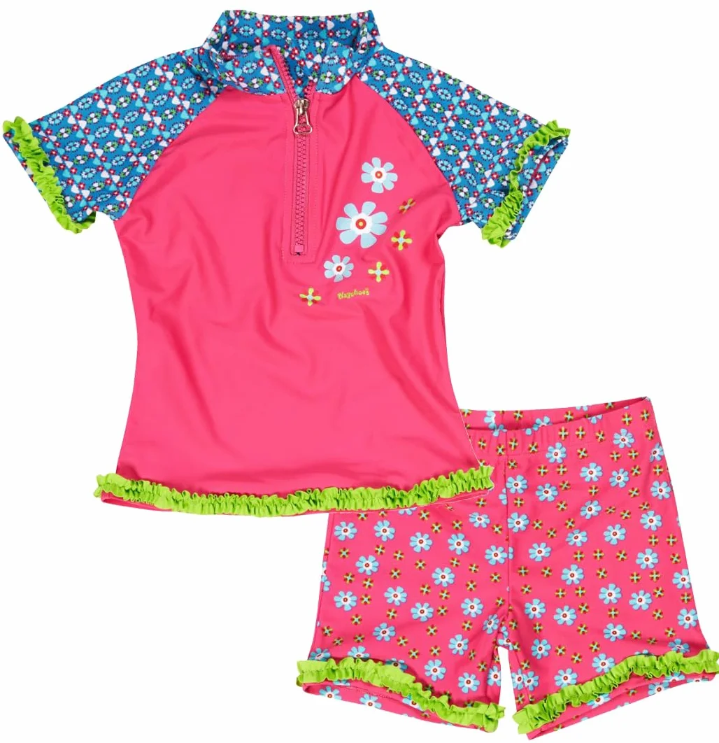 Playshoes Dwuczęściowy zestaw kąpielowy dla dzieci, ochrona przed promieniowaniem UV, strój kąpielowy, kwiaty, 110-116