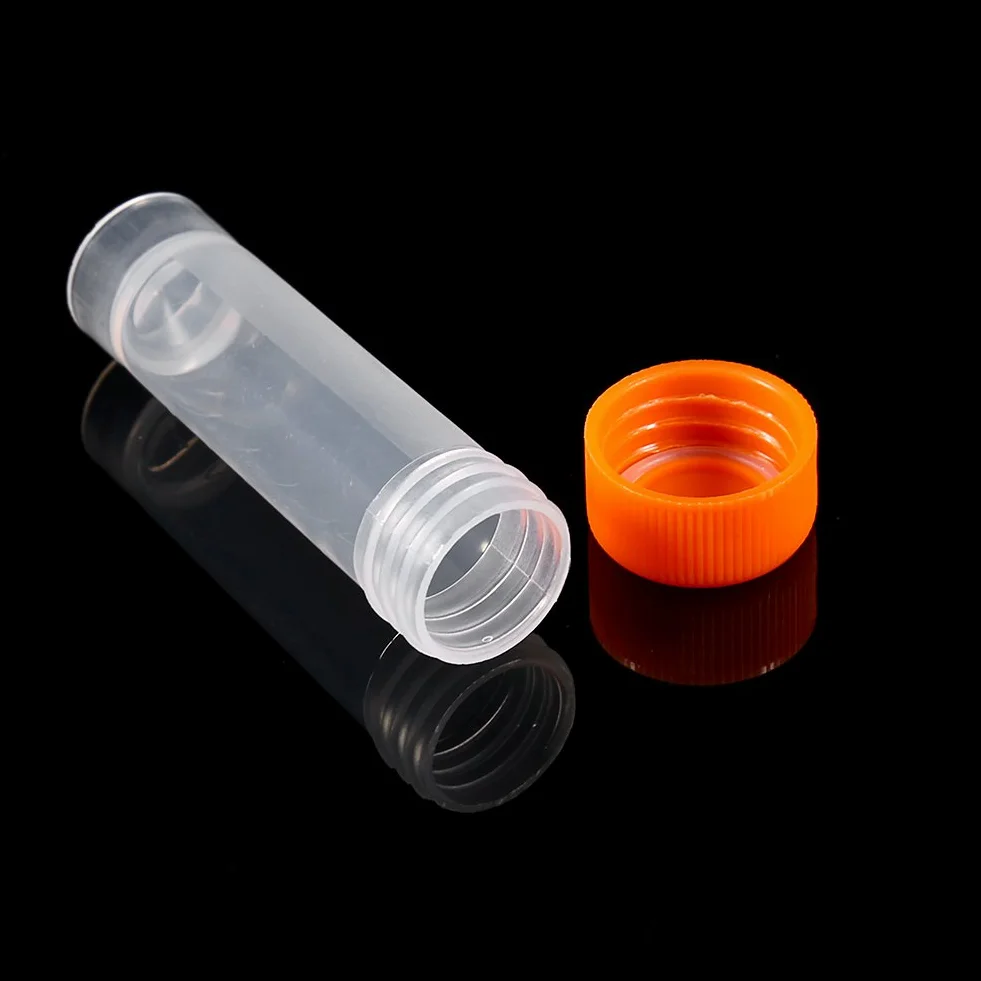 Plastikowe probówki 5 ml 10 szt. fiolki pojemniki na próbki z zakrętkami