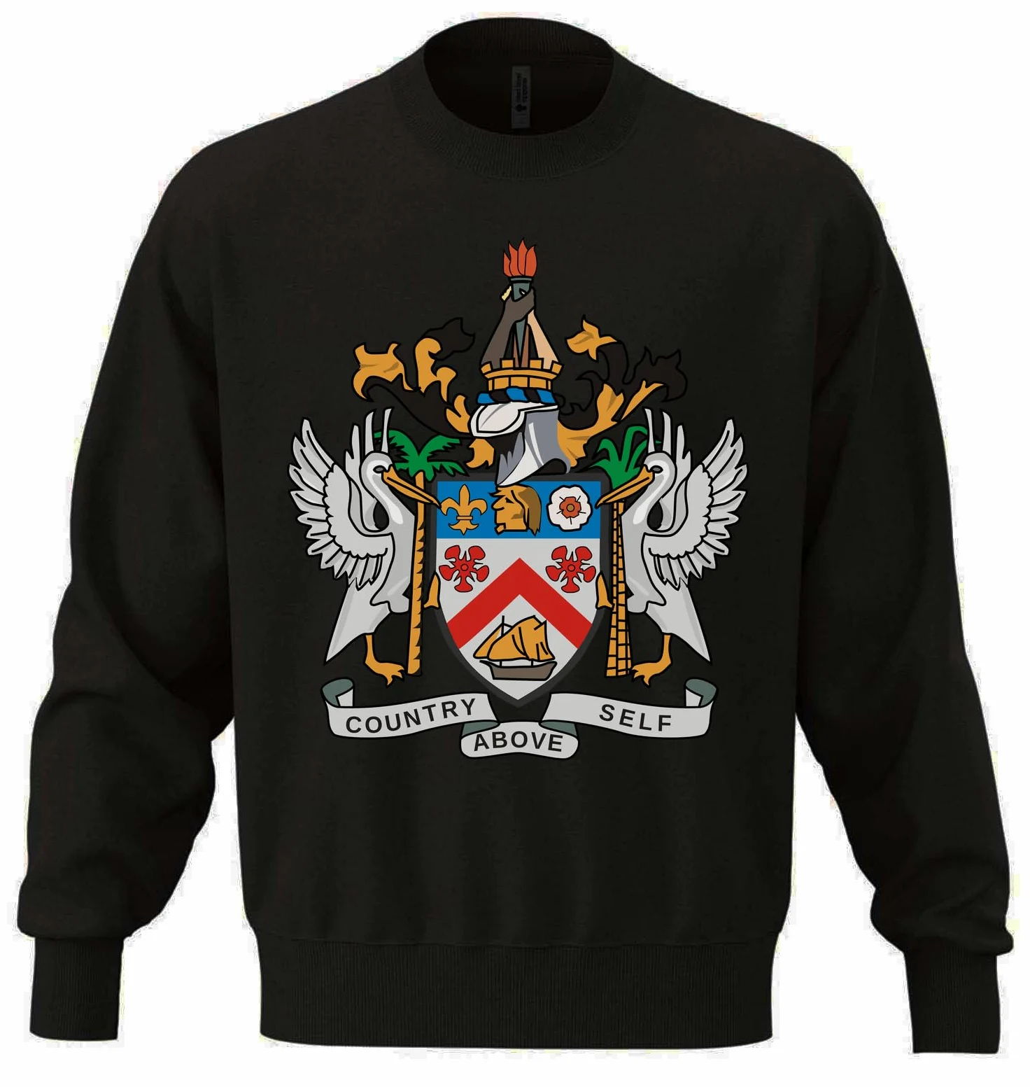 Herb Saint Kitts i Nevis Unisex Oversize mieszanka bawełny ciężka bluza czarna