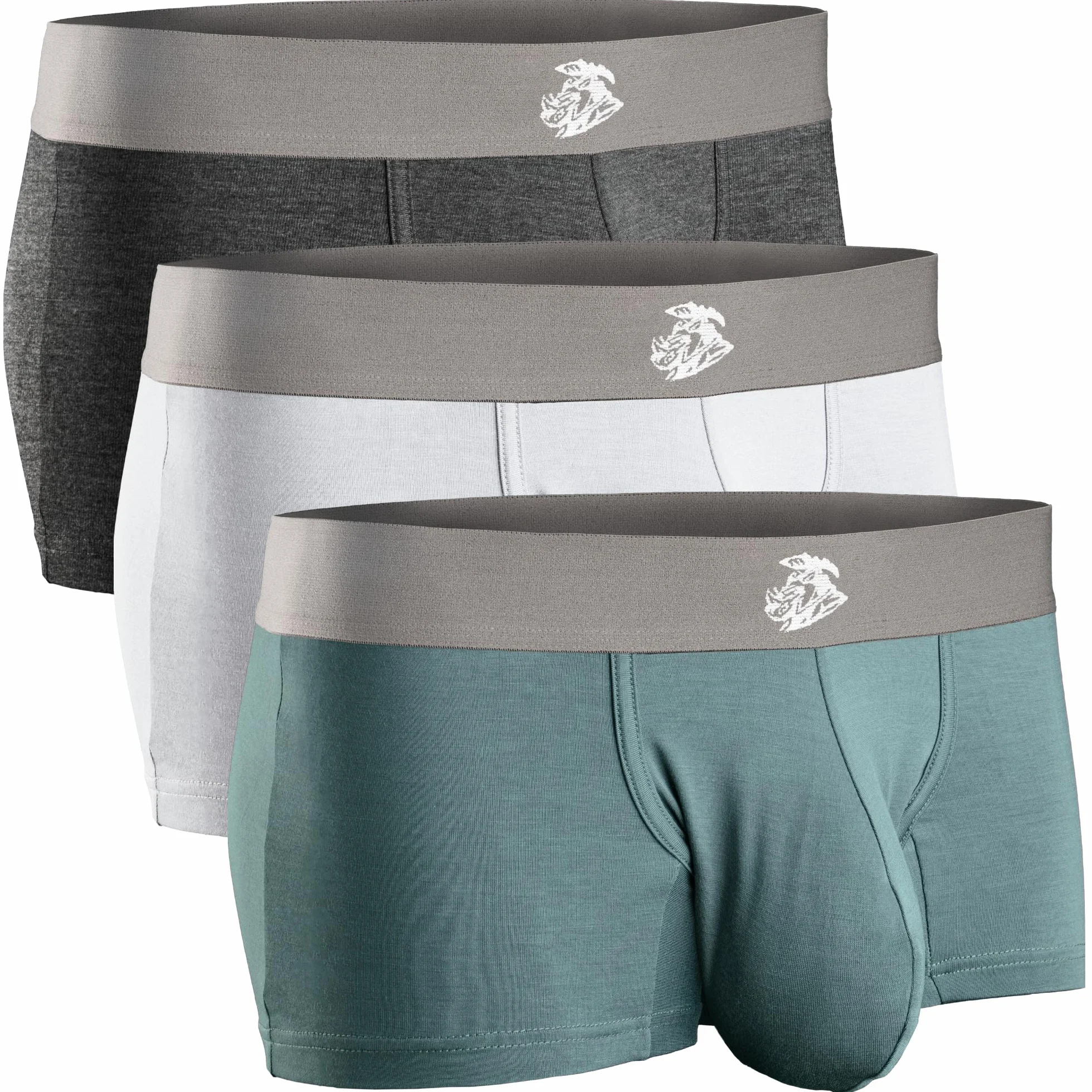 Real Men 3in Modal Boxer Briefs D Pouch Xs 3pk SltGry DrkHthrGry Wht