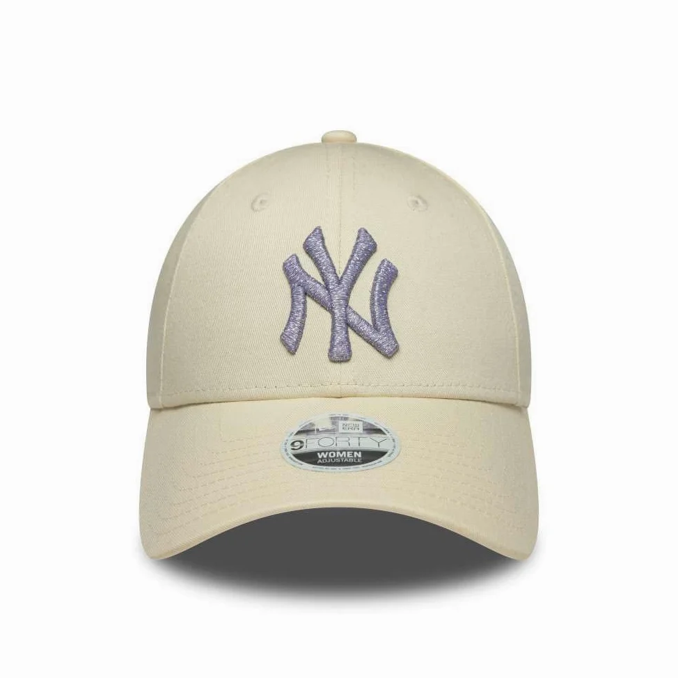 New Era Czapka z daszkiem 9Forty z metalicznym logo MLB New York Yankees Jasnobeżowa