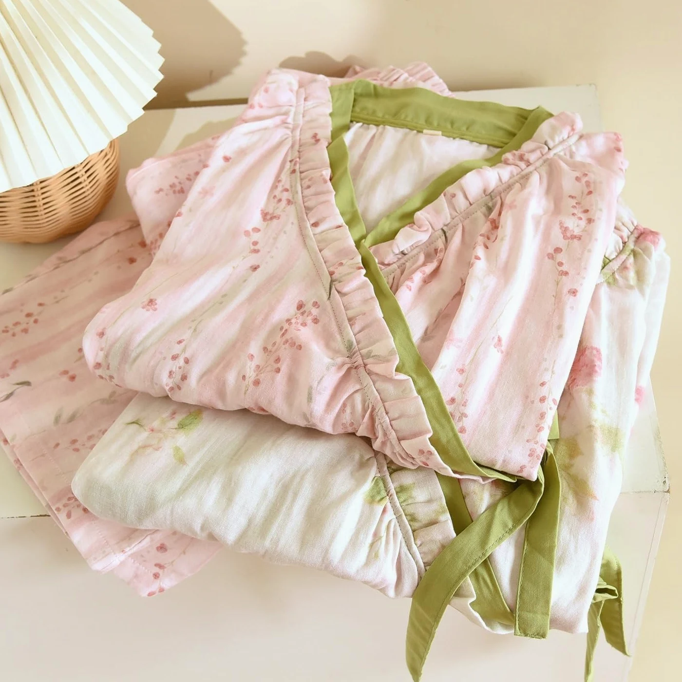 Japońskie kimono styl damska bawełniana piżama lekka bielizna nocna z długim rękawem
