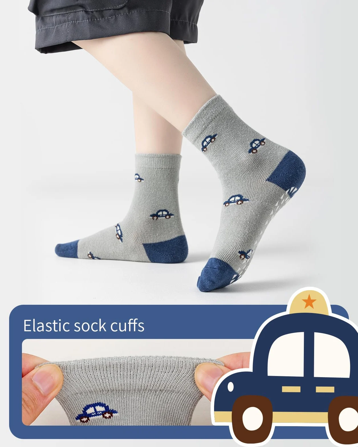Kyopp 10 par bawełniane skarpetki dla dzieci Crew Socks śmieszne zwierzęta