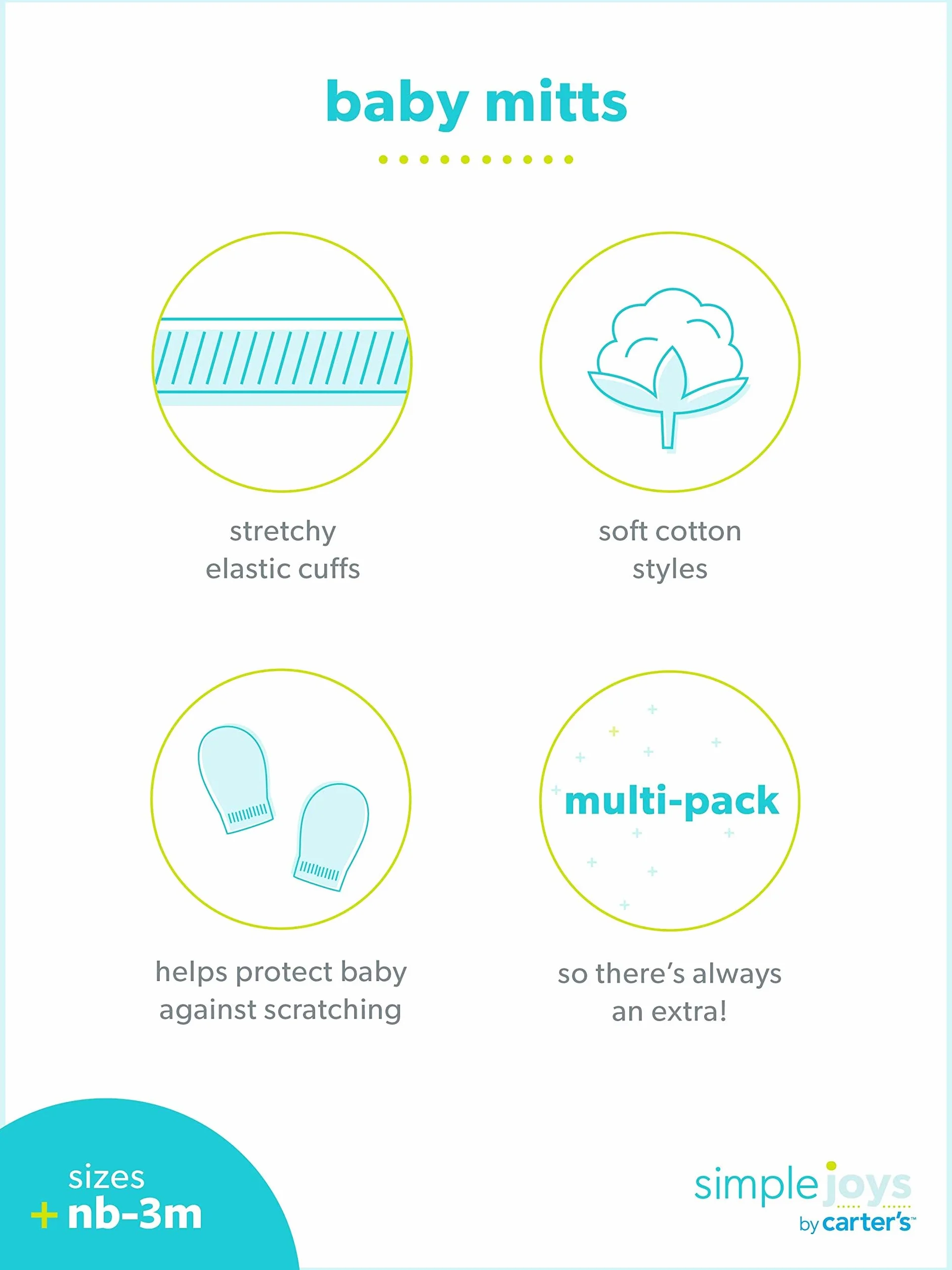 Simple Joys by Carter's Fustlinge Niemowlęta - dziewczynki Baby 6-Pack Mittens