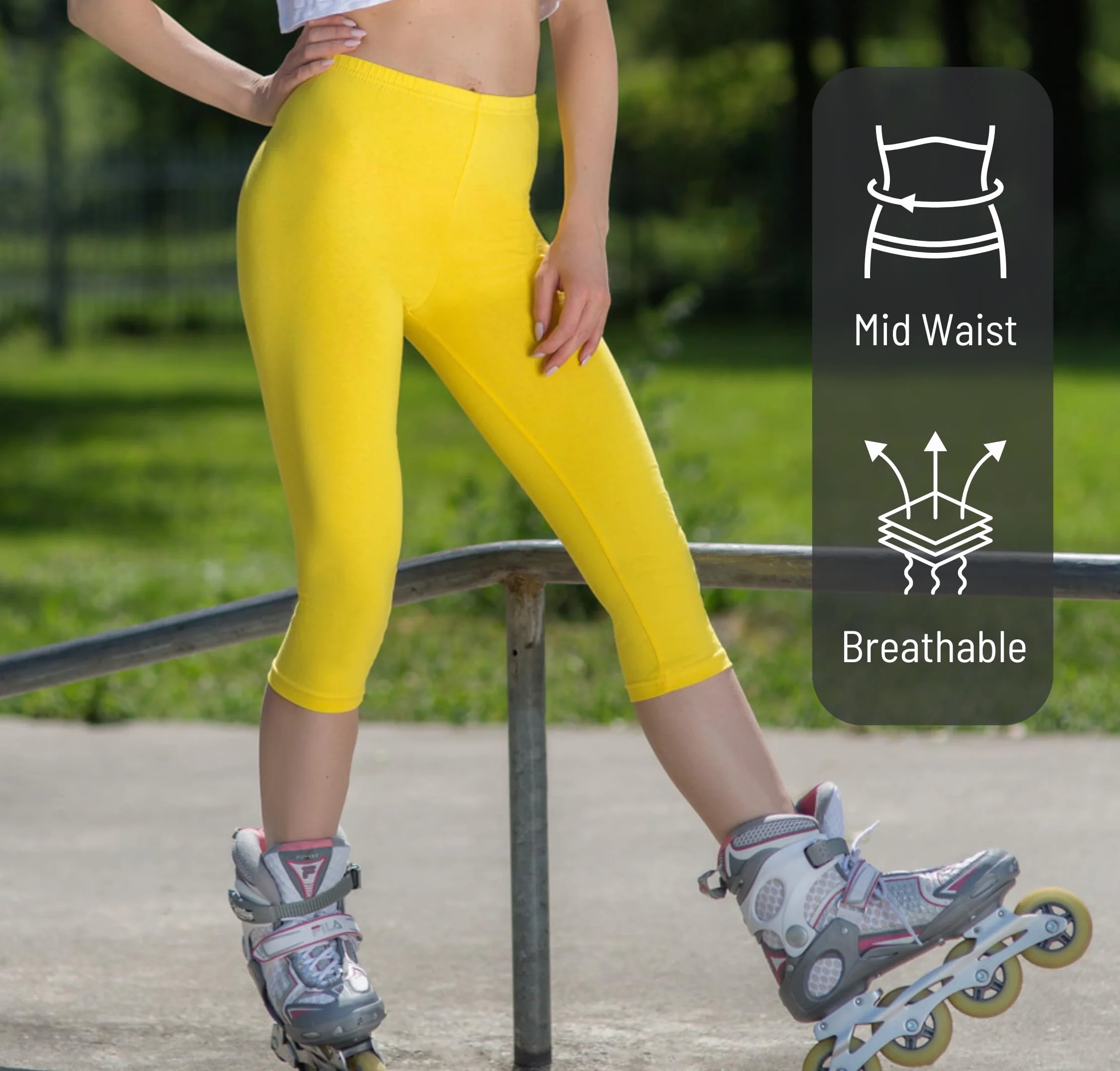 SOFTSAIL Damskie legginsy 3/4 długości bawełniane spodnie capri legginsy aktywne spodnie maślane miękkie na co dzień sport trening siłownia bieganie joga 8-24 UK