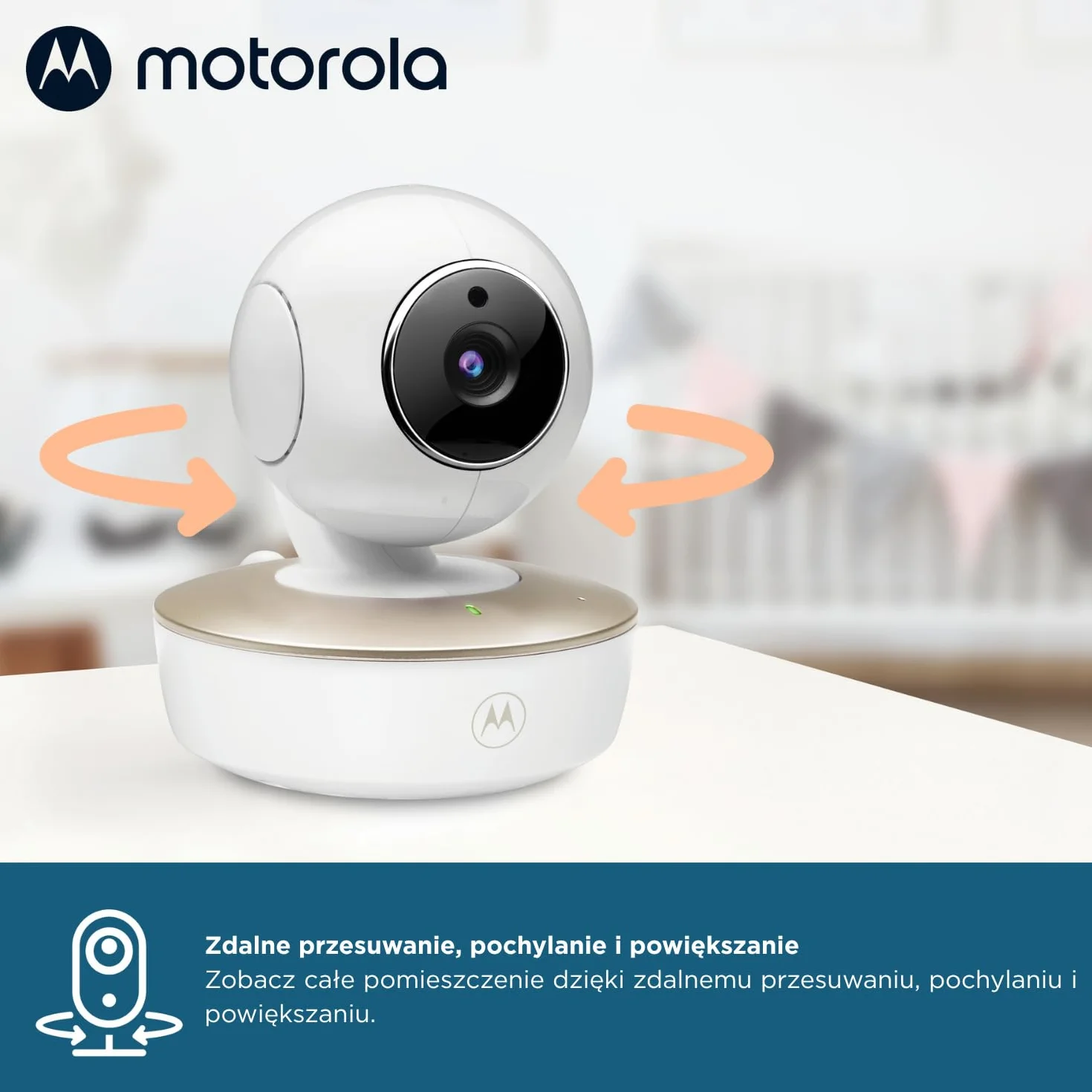 Motorola Nursery VM50G dla niemowląt z kamerą, 5-calowym kolorowym ekranem, funkcją widzenia w nocy, zoomem cyfrowym, dwukierunkową rozmową, czujnikiem temperatury