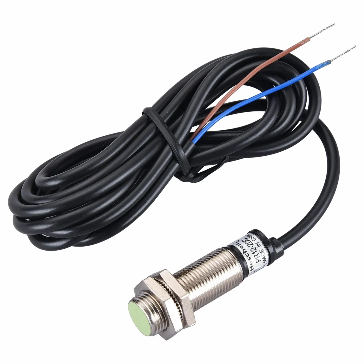 Heschen PR12-2DC, M12, 2 mm, indukcyjny czujnik zbliżeniowy PR12-24 V DC, normalnie zamknięty, CE, czujnik ruchu, mosiądz (niklowany), IP67