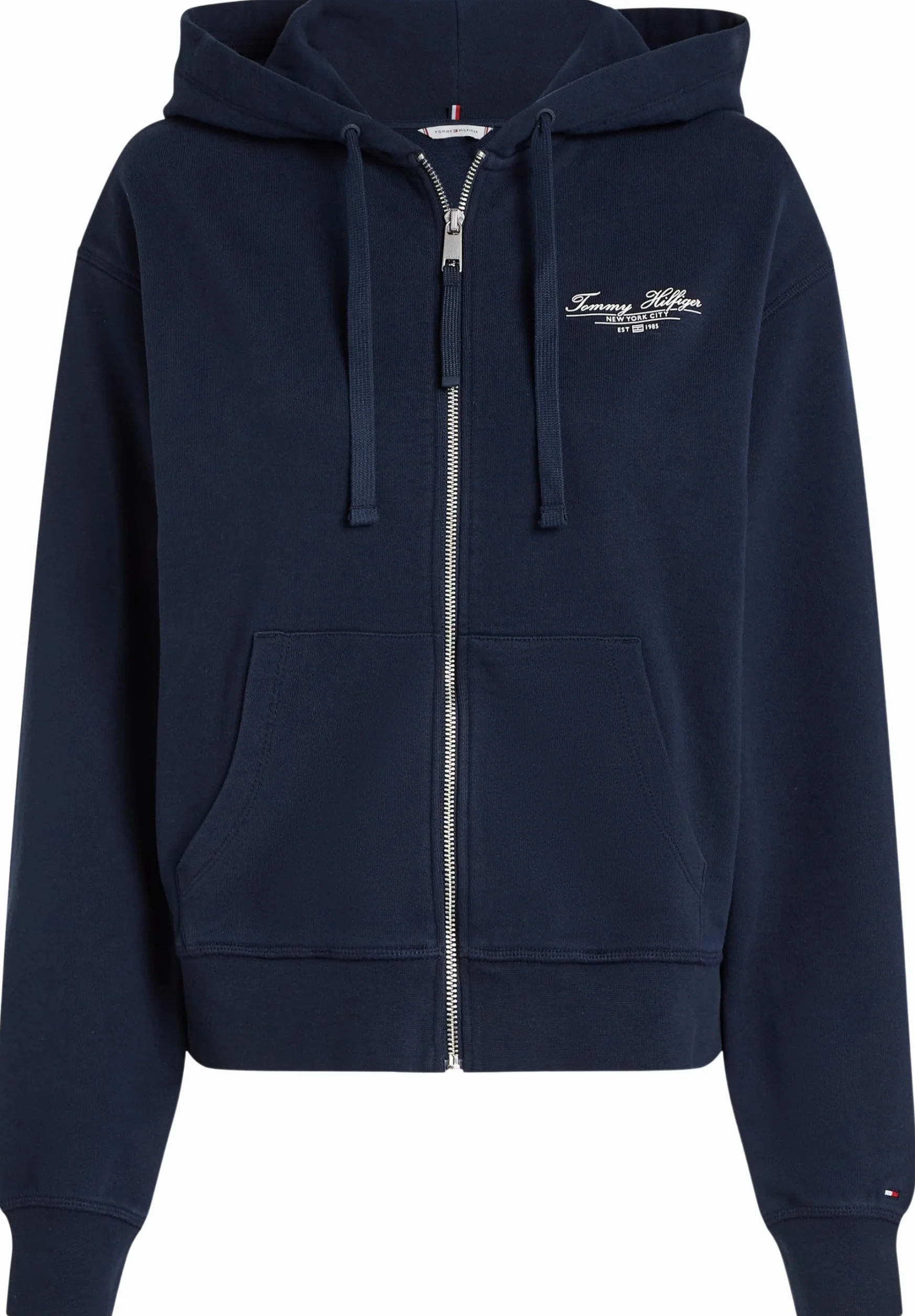 Tommy Hilfiger Damska bluza z kapturem REG Script Zip WW0WW44632, Niebieski (Dark Night Navy), XS