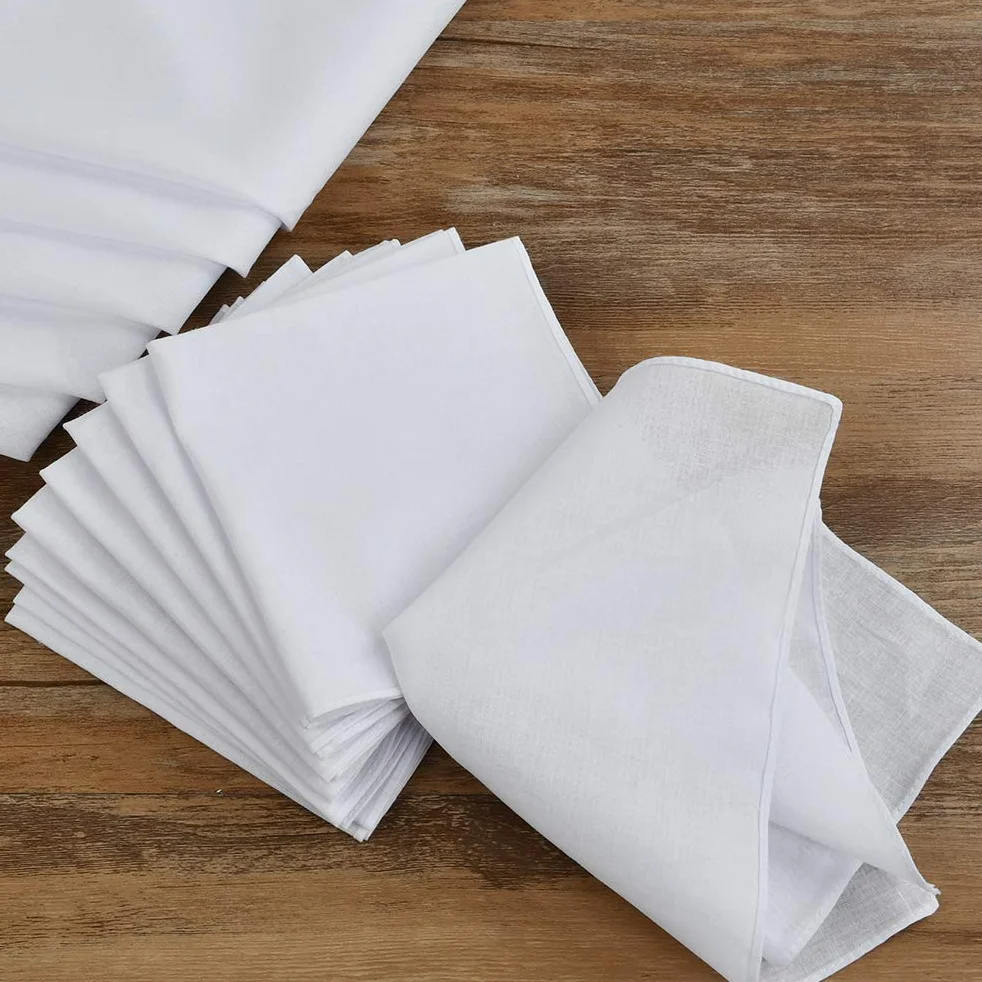 BUYGOO 25 szt. męskie białe bawełniane chusteczki poszetkowe chusteczki dla mężczyzn (rozmiar 28 cm)