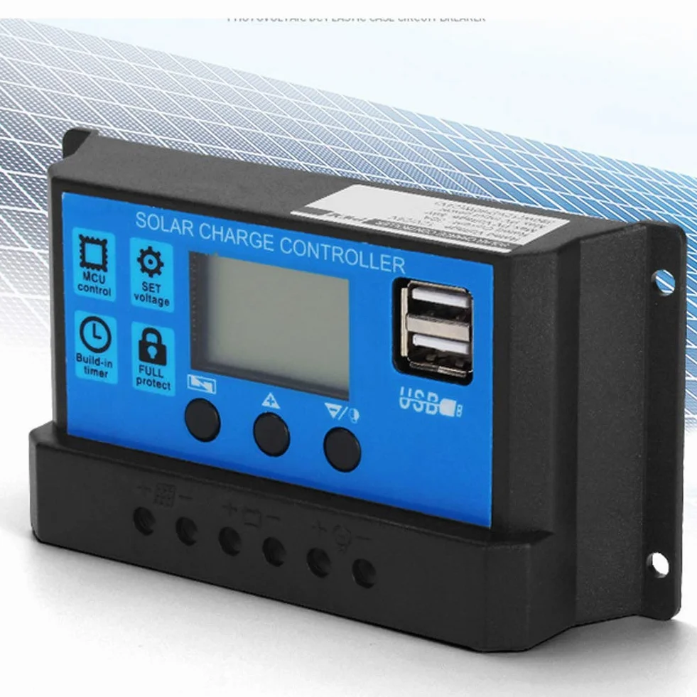 Kontroler ładowania solarnego, 60A/50A/40A/30A/20A/10A 12V 24V ABS automatyczny regulator ładowania słonecznego PWM (30A)