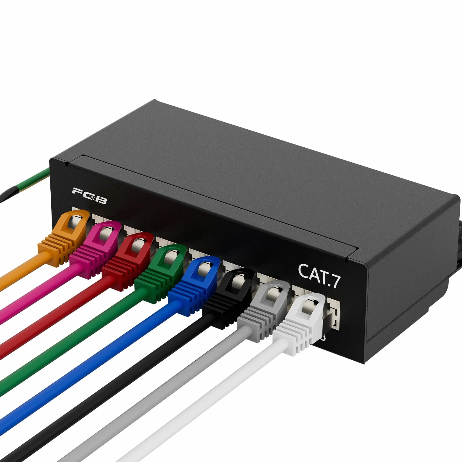 FGB Panel krosowy CAT 7 panel rozdzielczy 8 portów - na stole/ścienne/pulpit ekranowany gniazdo 8X RJ45 - LSA rozdzielacz do przełączników sieciowych Gigabit
