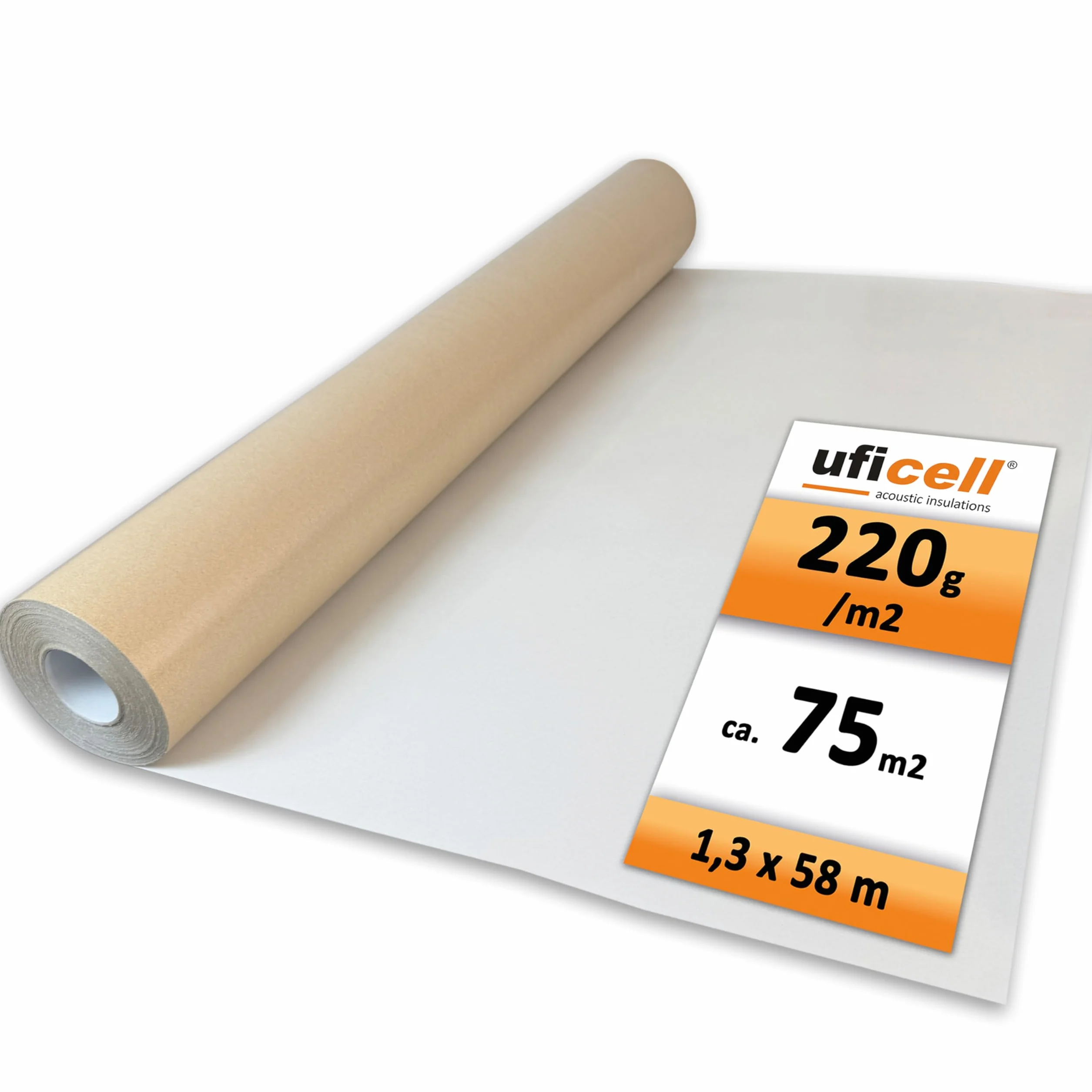 uficell® Papier do kartonów mlecznych Basic Gramatura: około 220 g/m² | Format: około 1,30 m x 58 lfm/Rola Rozmiar rolki: około 75 m² (220 g/m²)