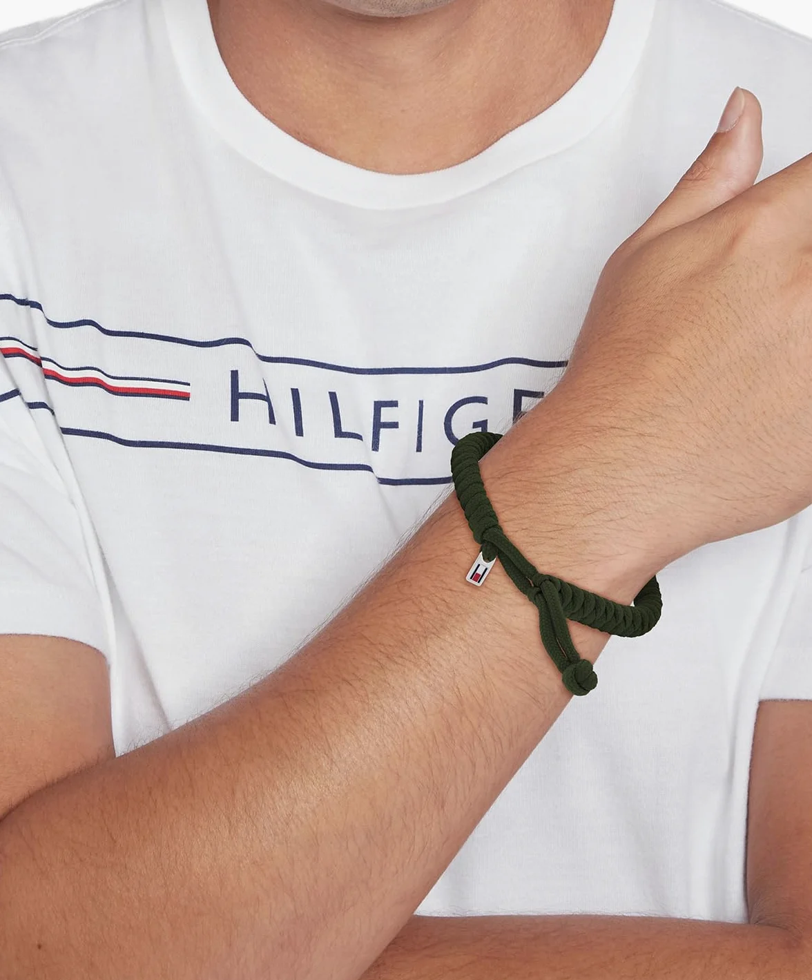 Tommy Hilfiger Jewelry Nylonowa bransoletka dla mężczyzn, dostępna w kolorze brązowym, niebieskim i zielonym, Zielony, Mediano, Sportowy i elegancki