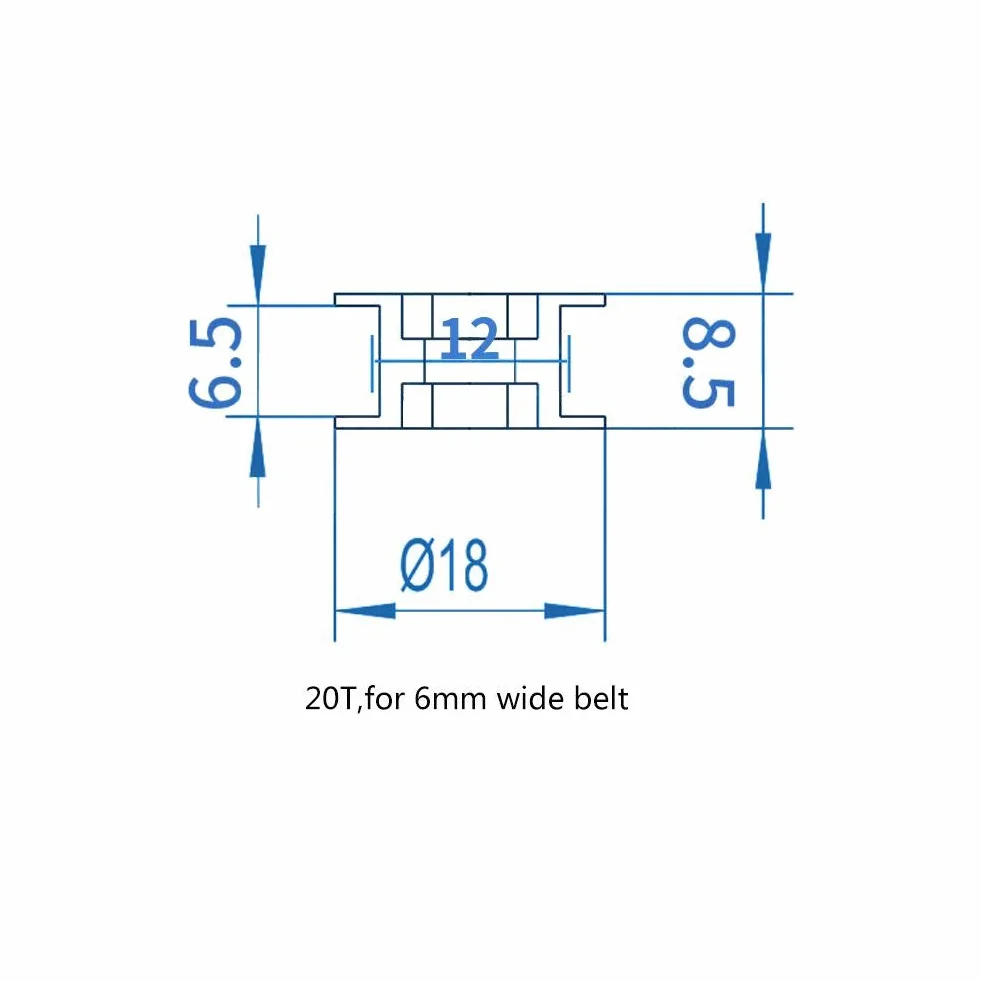 Akcesoria do drukarek 3D, 5 sztuk aluminiowego koła rozrządu 2GT, średnica otworu 3 mm / 5 mm, 16/20 zębów lub bez zębów dla szerokości paska 6 mm / 10 mm (W6 mm, 20T, otwór 3, ząb)