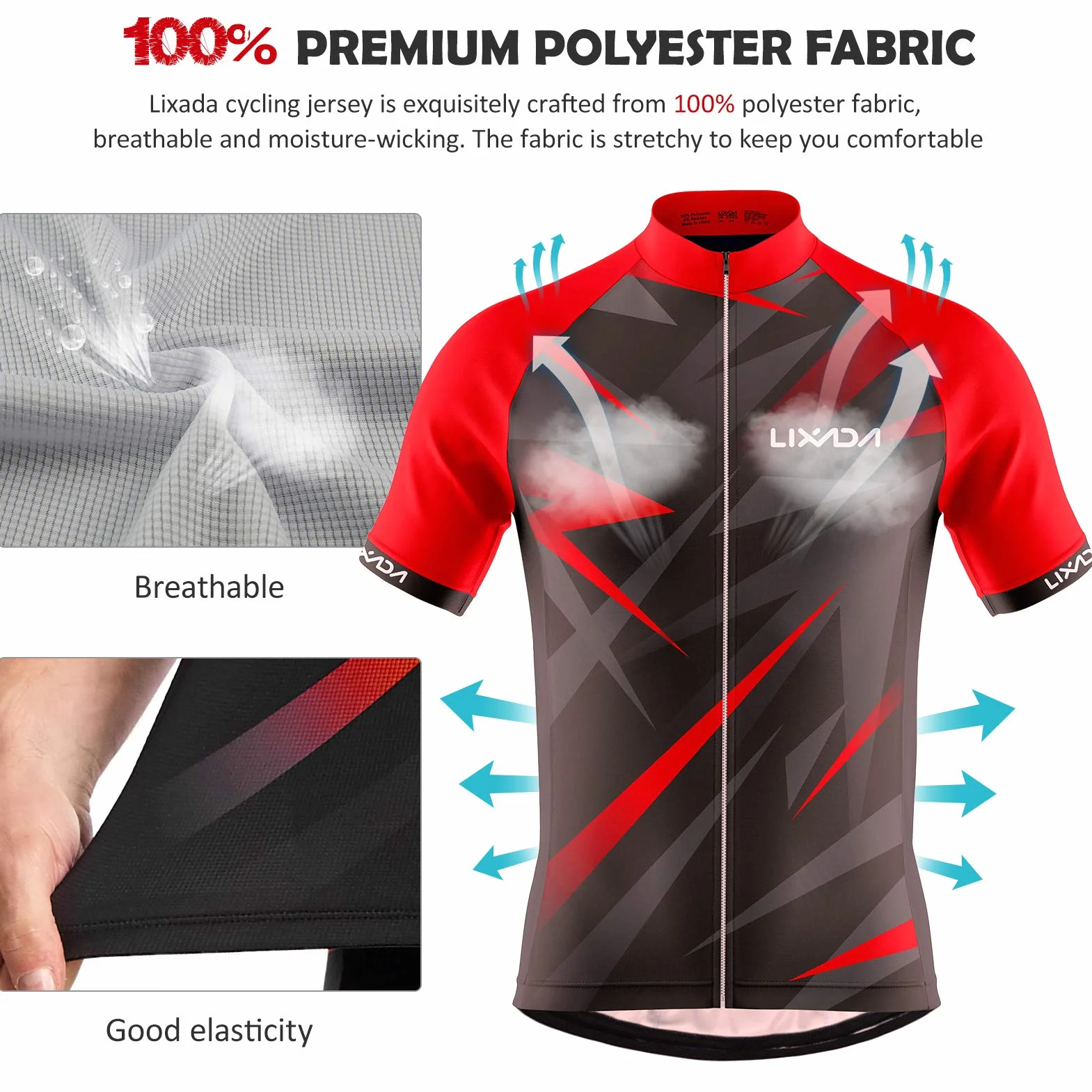 Lixada Męska koszulka rowerowa z krótkim rękawem, oddychająca koszulka rowerowa z krótkim rękawem, wyściełana, do jazdy na rowerze, sportów na świeżym powietrzu
