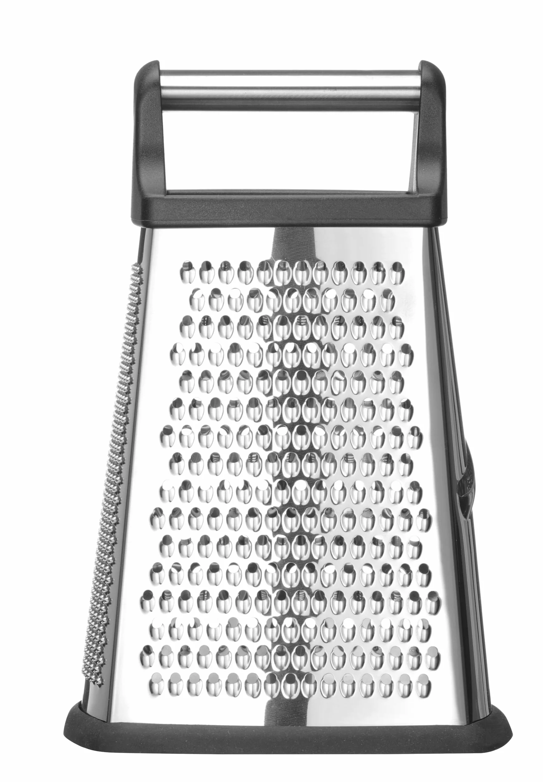 HENDI Tarka, 4-stronna, z pojemnikiem, antypoślizgowa podstawa, drobne, średnie, grube i plastry, ergonomiczny uchwyt, tarka do warzyw, krajalnica do warzyw, 158x130x(H)310mm, stal nierdzewna, ABS, PP
