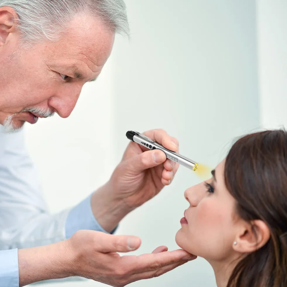 Flintronic Pióro pielęgniarskie, akumulatorowe pióro LED z medycznym światłem, ciepłe i białe światło, długopis medyczny, lampa diagnostyczna z miernikiem źrenicy i klipsem dla pielęgniarek lekarzy