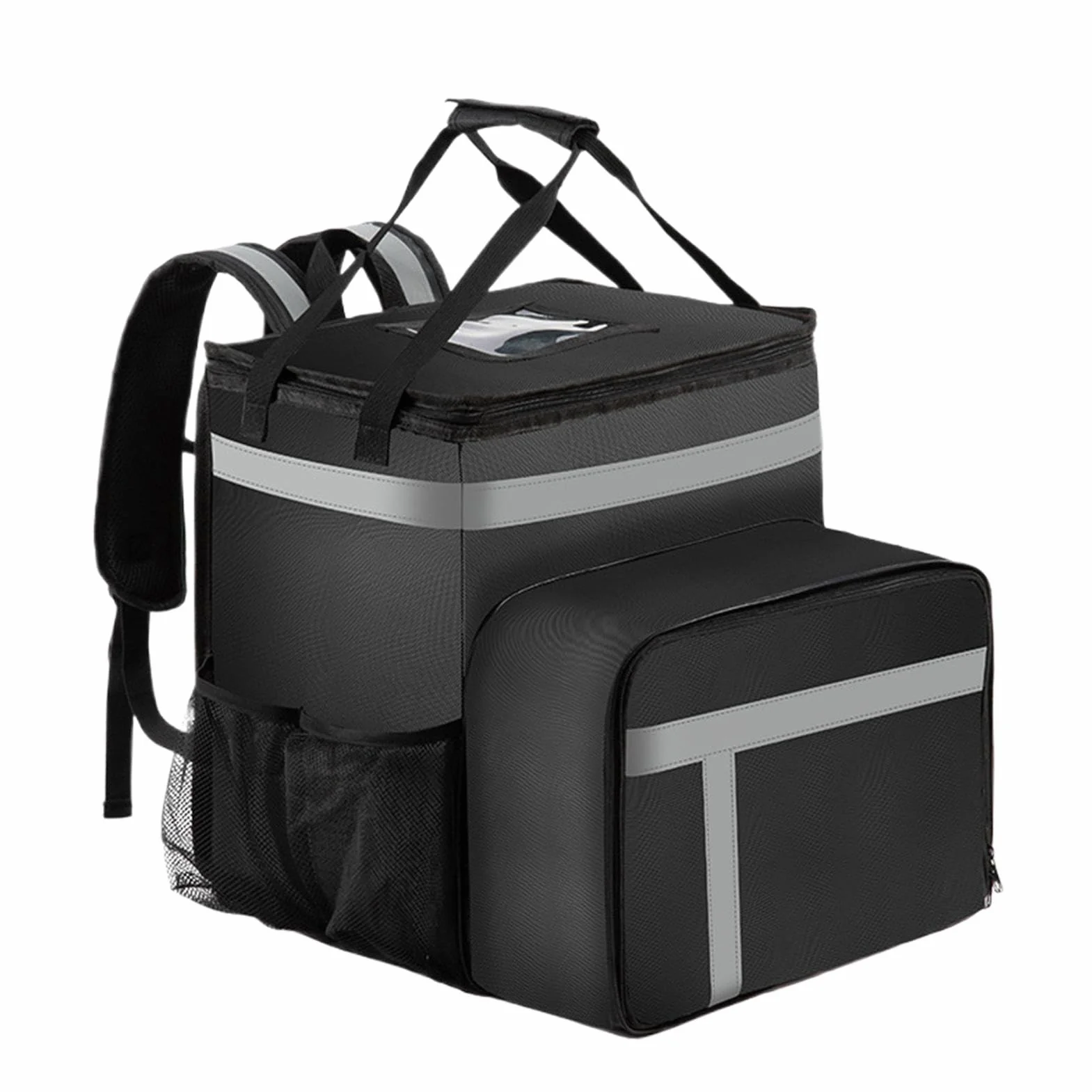 Food Delivery Backpack, Large Insulated Thermal Bag with Compartments, Heavy-Duty Reusable Grocery & Lunch Backpack for Catering, Hiking, and Travel, 6.14x13.98 inches
