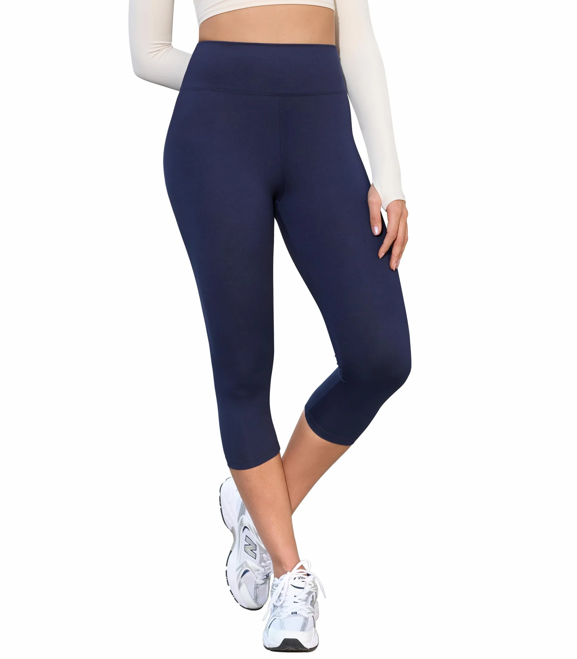BAYDI Valandy Creamlush Capri legginsy damskie z wysokim stanem, 3/4, do jogi, pilatesu, na czas wolny, na co dzień
