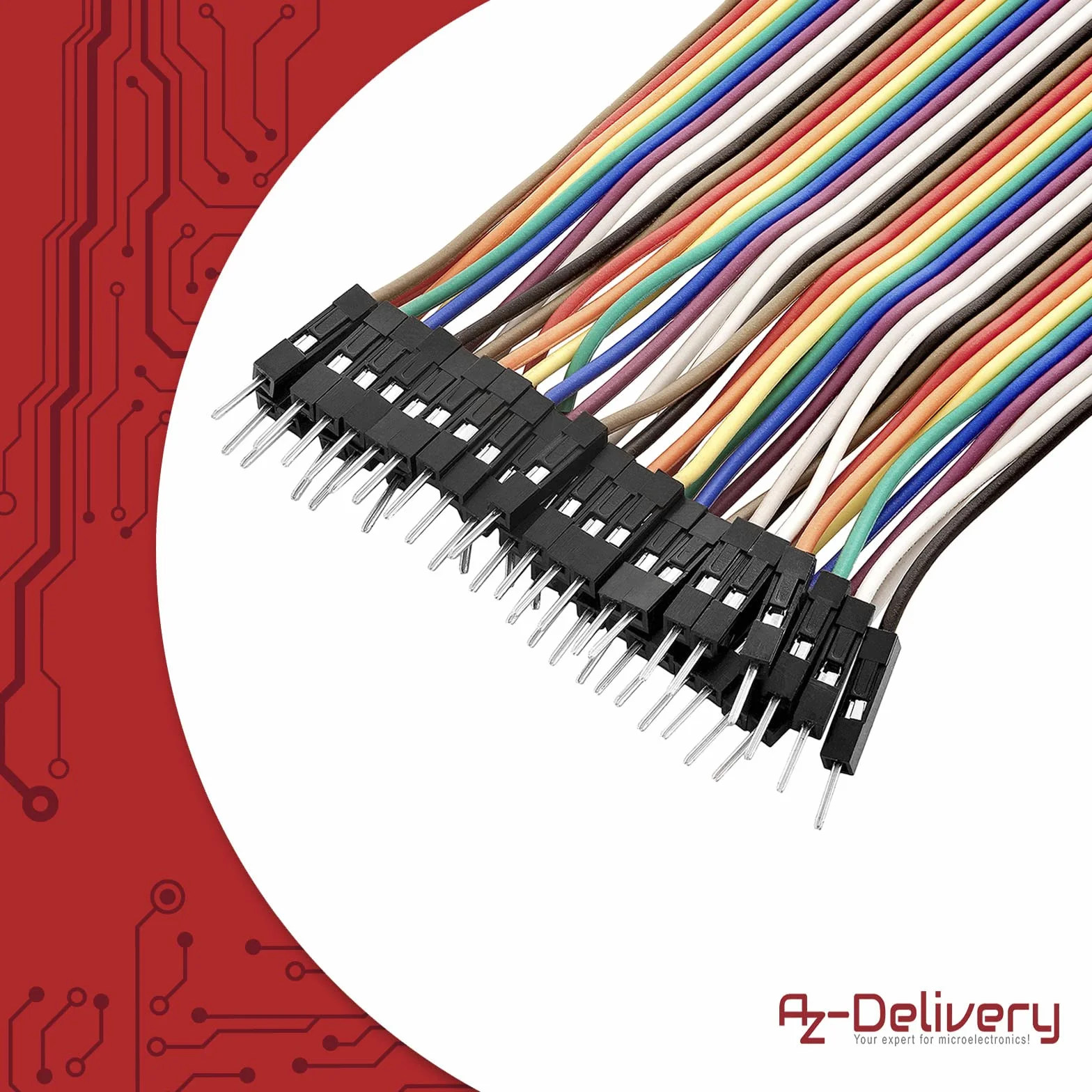 AZDelivery Jumper Wire Cable 40 szt. każdy 20 cm M2M męski do męskiego kompatybilny z Arduino i Raspberry Pi Breadboard