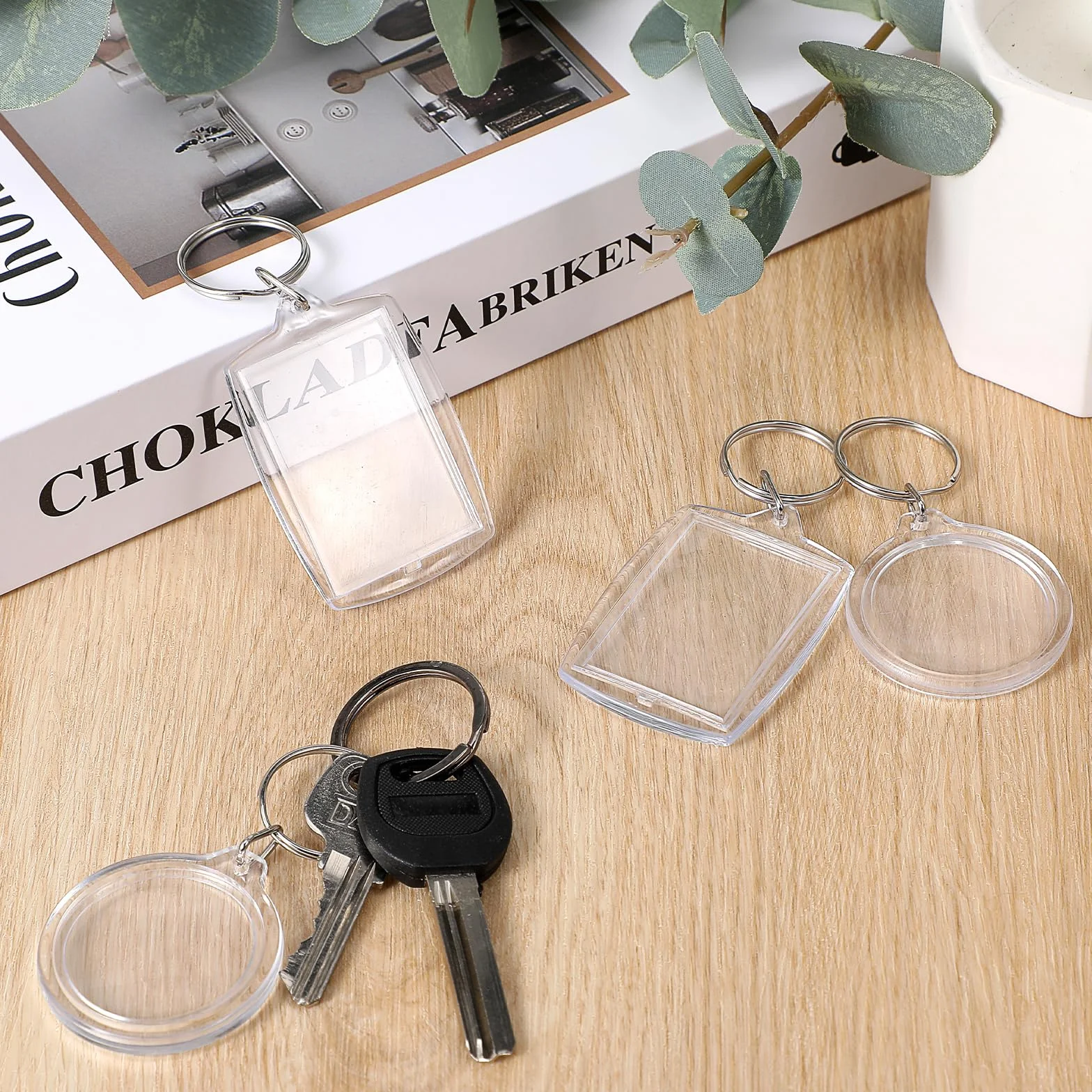oruola 10 sztuk okrągłych breloczków do kluczy, 4 cm, do kluczy, dla przyjaciół rodziny, prezent ze zdjęciem, DIY, na urodziny, rocznicę, 10 sztuk, przezroczysty
