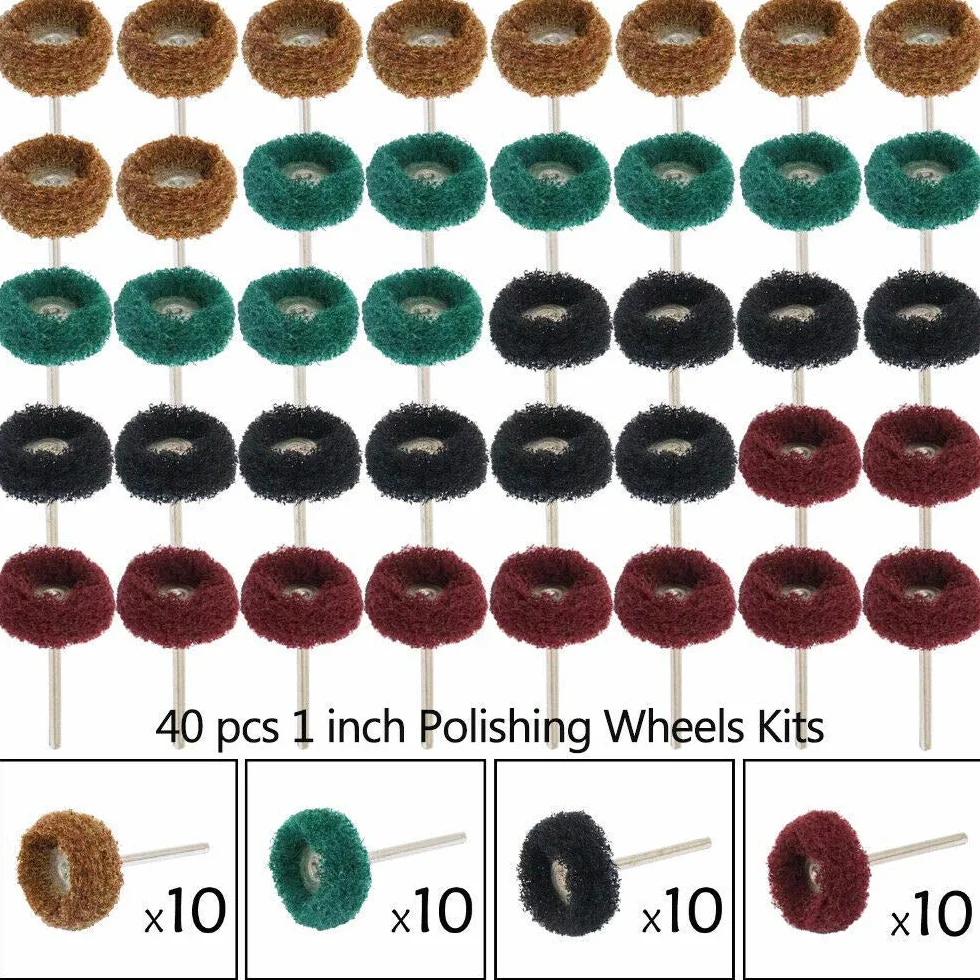Zestaw 40 obrotowych tarcz polerskich 25 mm do polerowania materiałów metalowych i niemetalowych do czyszczenia, kurzu, szlifowania i pchania.