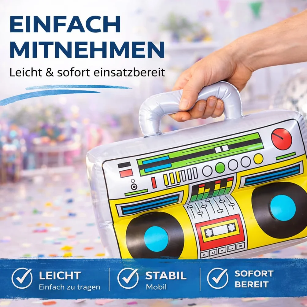 FASCHINFEVER Walkman nadmuchiwany, gett w stylu retro lat 80/90. - dodatek karnawałowy, miks, 1X
