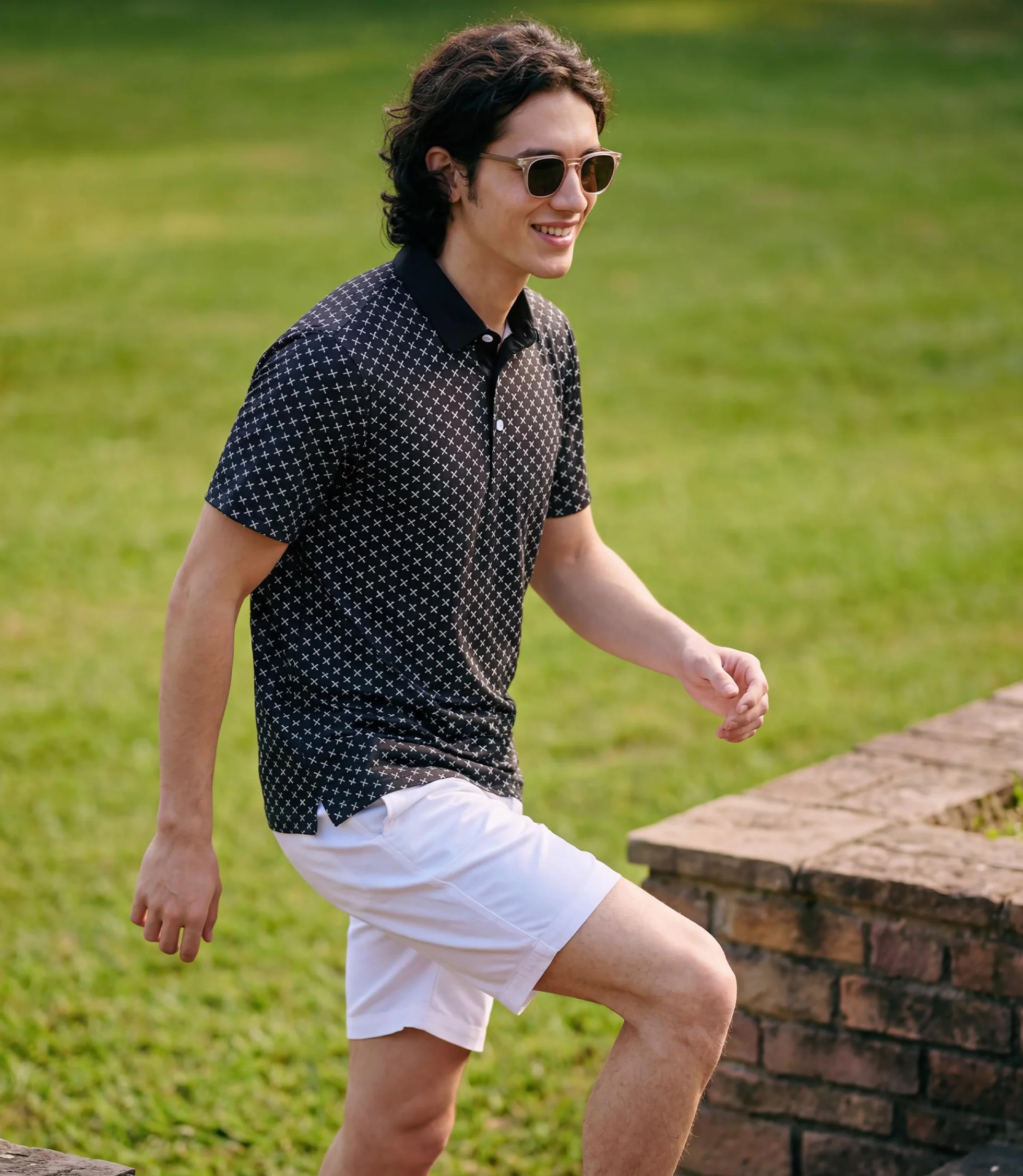 GLESTORE Męska koszulka polo z krótkim rękawem Koszulki polo dla mężczyzn, Black, L