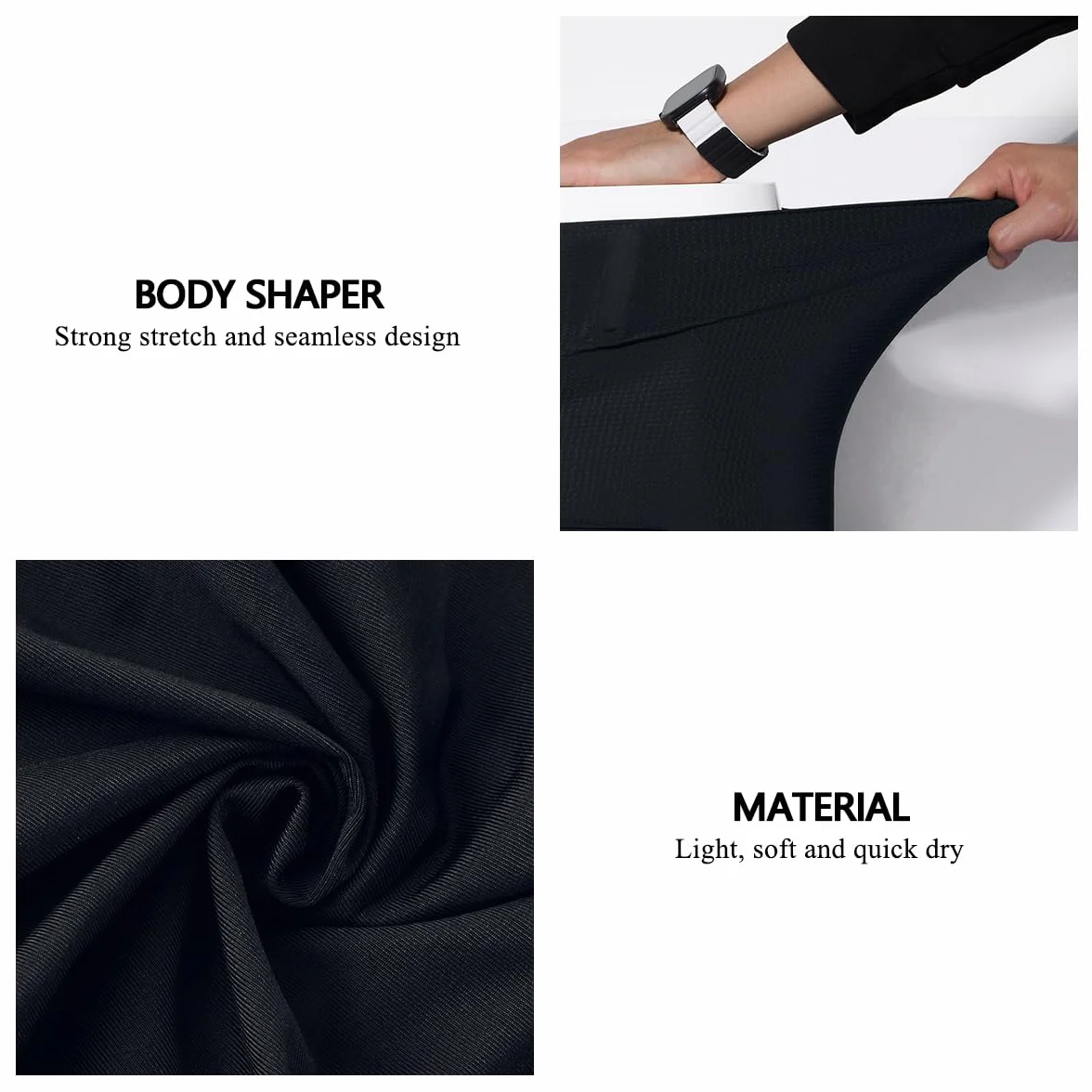 Casey Kevin Shapewear Boxerki męskie wyszczuplające brzuch, kompresyjne szorty męskie, body shaper, szorty bauchweg, spodnie męskie wyszczuplające brzuch, K1 - czarny, XL