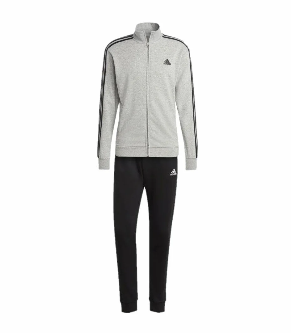 adidas Mężczyźni Basic 3-Stripes French Terry Track Suit, Medium Grey Heather/Black, L