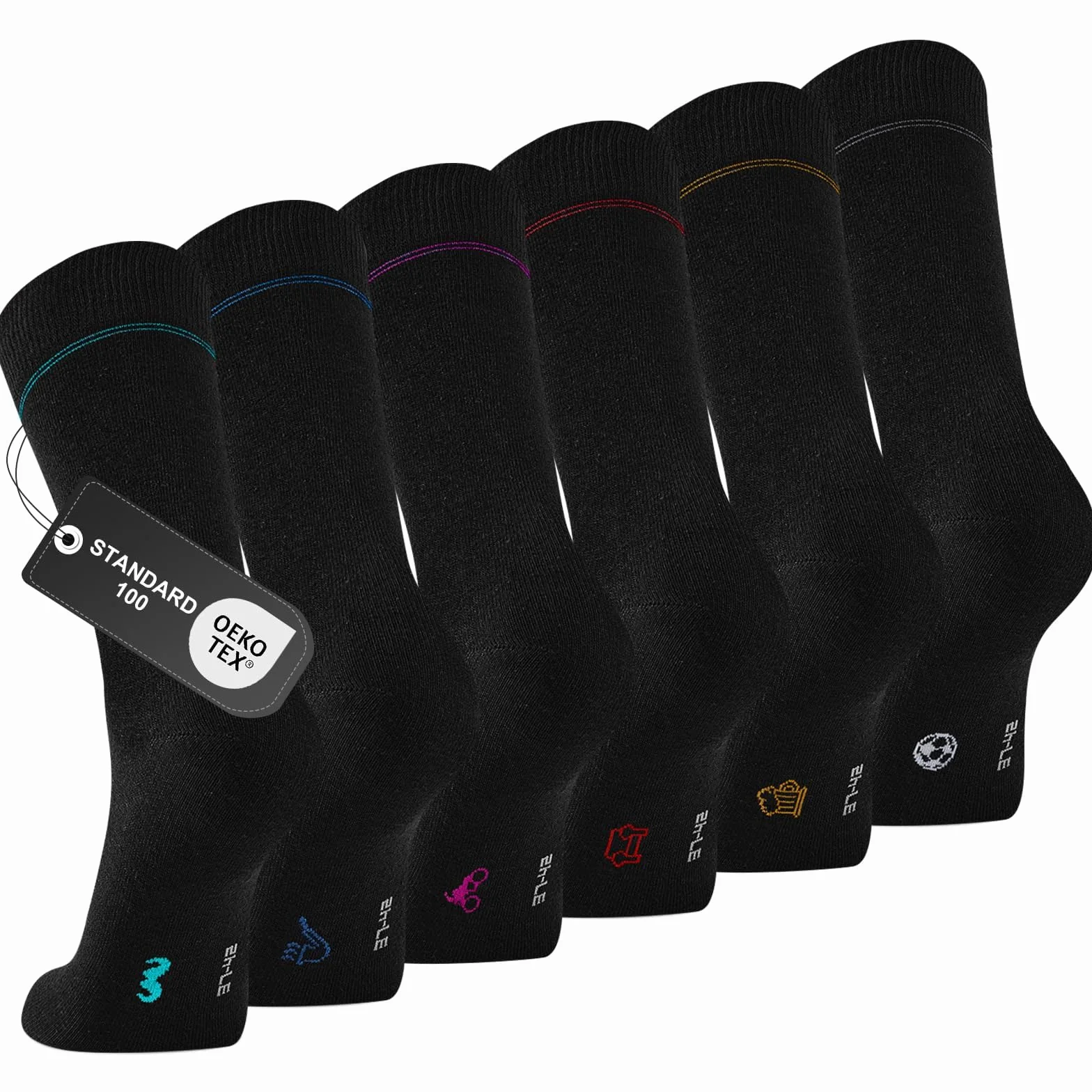 Skarpetki Męskie Socken – 6 Par Biznesowych z Bawełny Oddechowej, bez Dokuczliwych Szewów. Idealne na Co Dzień i Wolny Czas, w Pudełku Podarunkowym. Perfekcyjny Prezent.