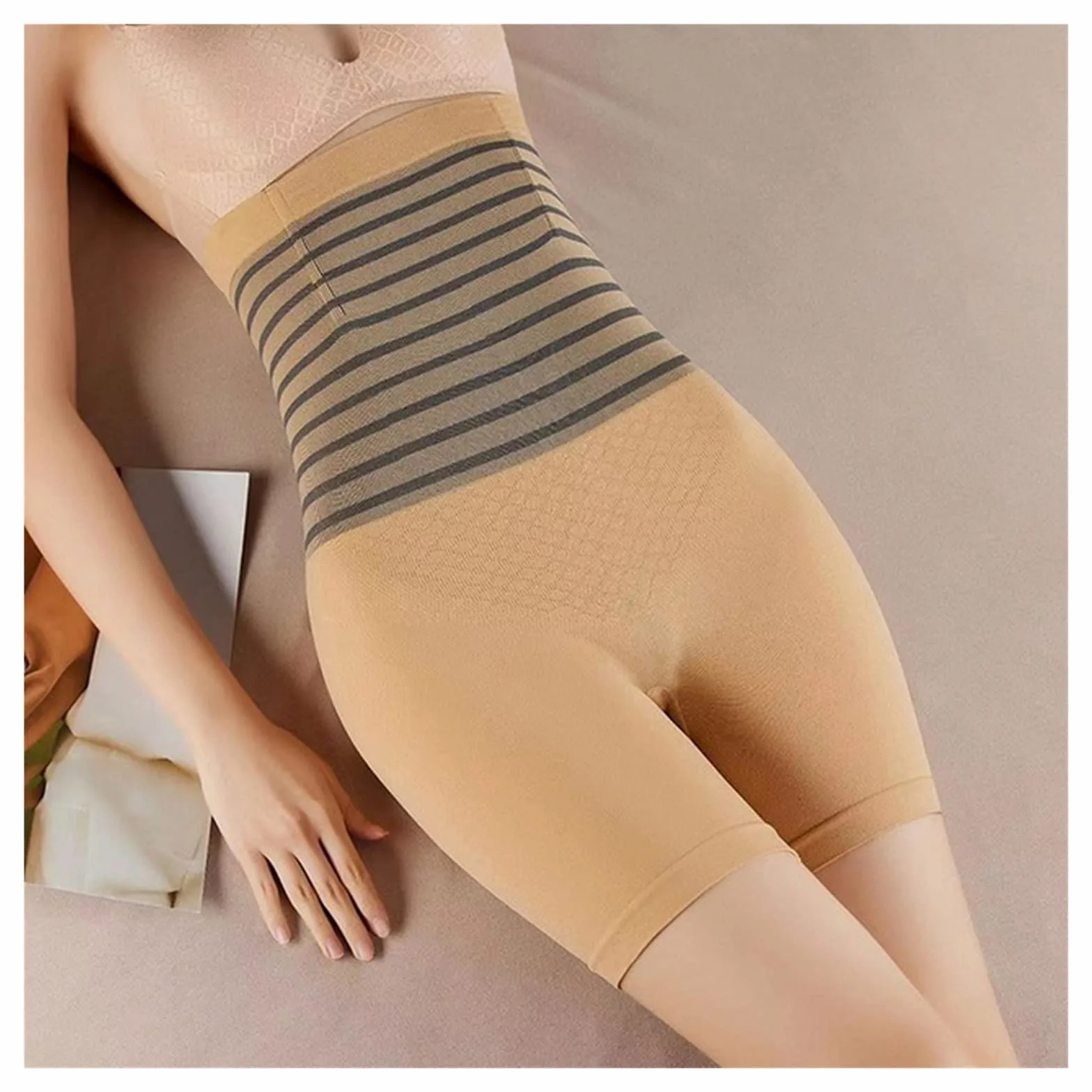 Majtki z wysokim stanem z płaskim brzuchem plus size damskie bezszwowe szorty modelujące sylwetkę (3-opakowanie, rozmiar XL Code)