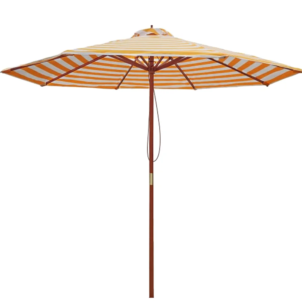 Parasol Stołowy O Długości 2,7 M / 8,9 Stopy, Parasol Plażowy W Paski, Drewniany Parasol O Dużej Wytrzymałości, Parasol Ogrodowy, Przenośny Parasol Kempingowy